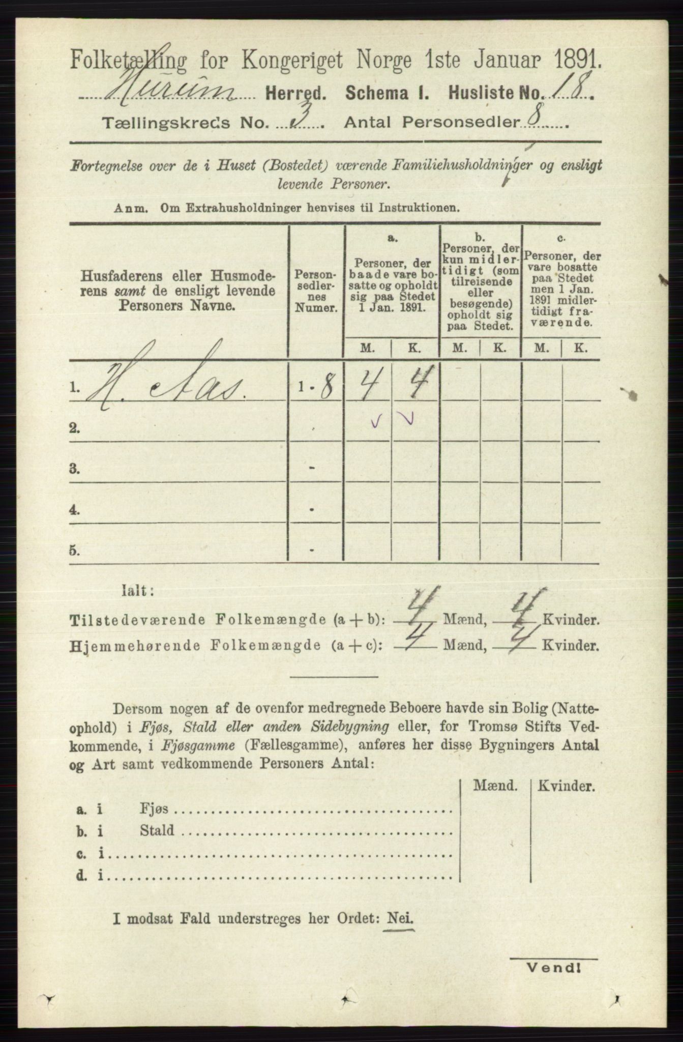 RA, 1891 census for 0628 Hurum, 1891, p. 936