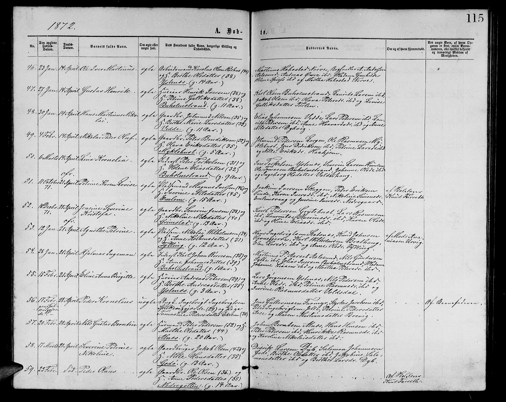 Ministerialprotokoller, klokkerbøker og fødselsregistre - Møre og Romsdal, AV/SAT-A-1454/528/L0428: Parish register (copy) no. 528C09, 1864-1880, p. 115