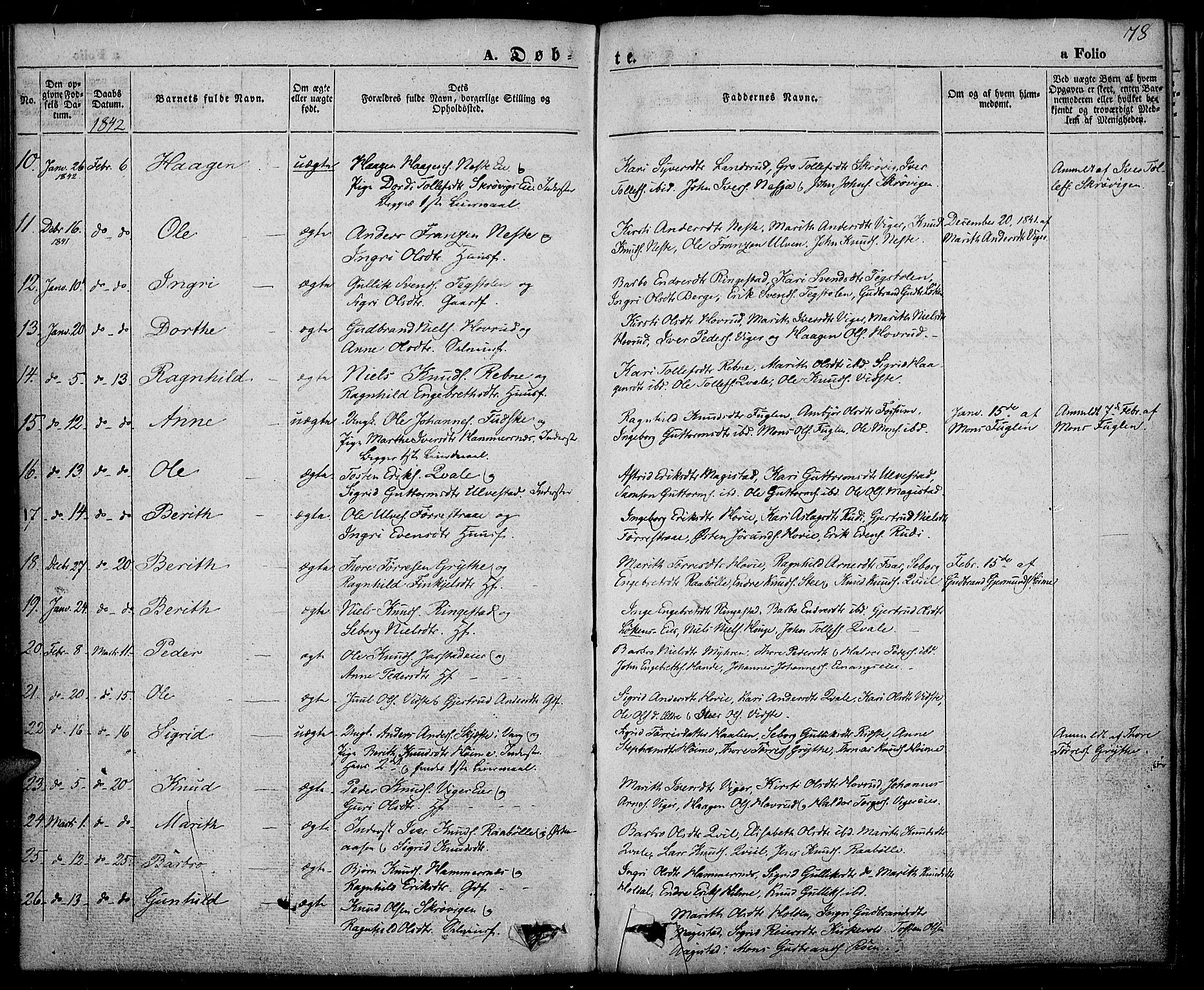 Slidre prestekontor, AV/SAH-PREST-134/H/Ha/Haa/L0003: Parish register (official) no. 3, 1831-1843, p. 78