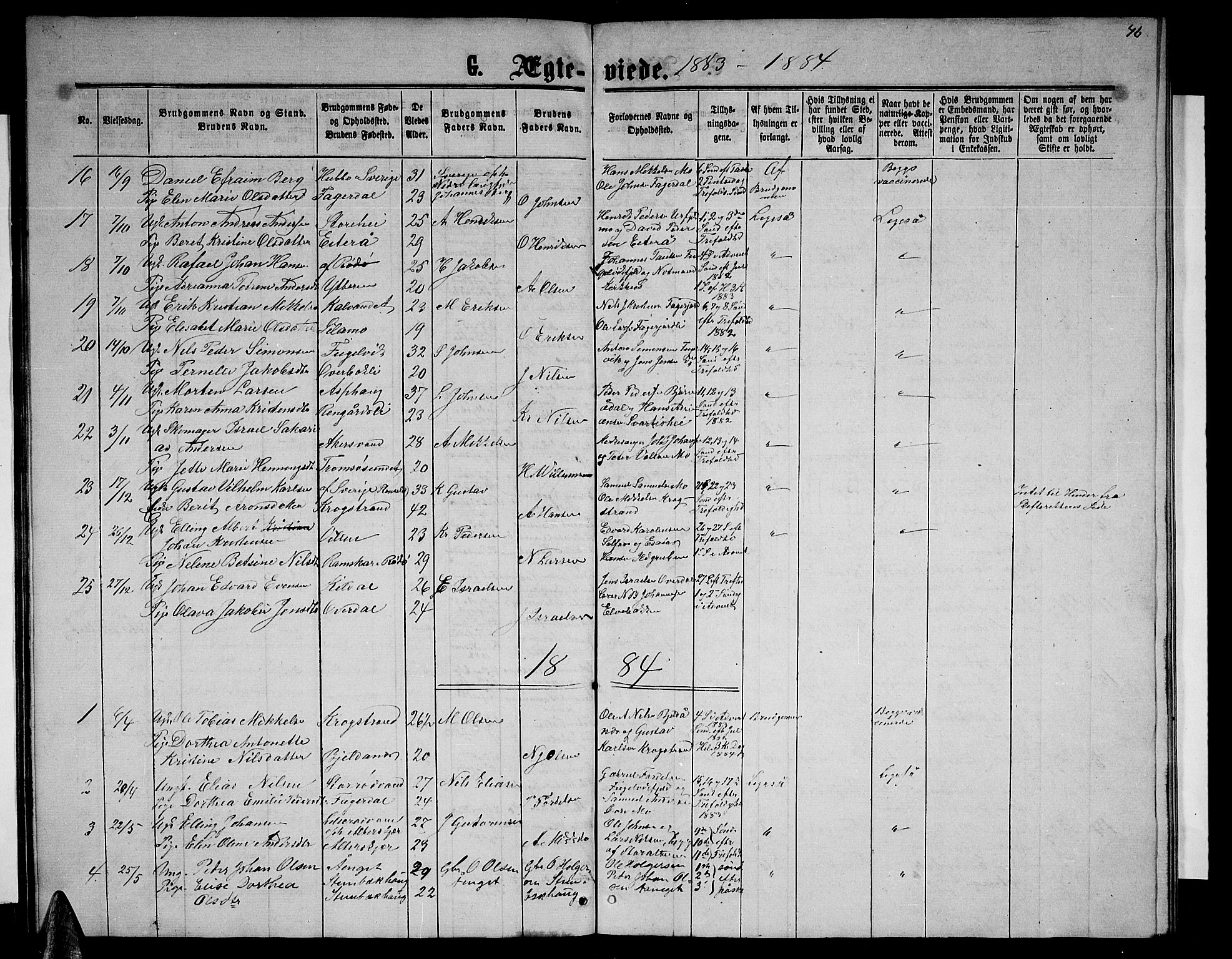 Ministerialprotokoller, klokkerbøker og fødselsregistre - Nordland, AV/SAT-A-1459/827/L0417: Parish register (copy) no. 827C06, 1864-1886, p. 46