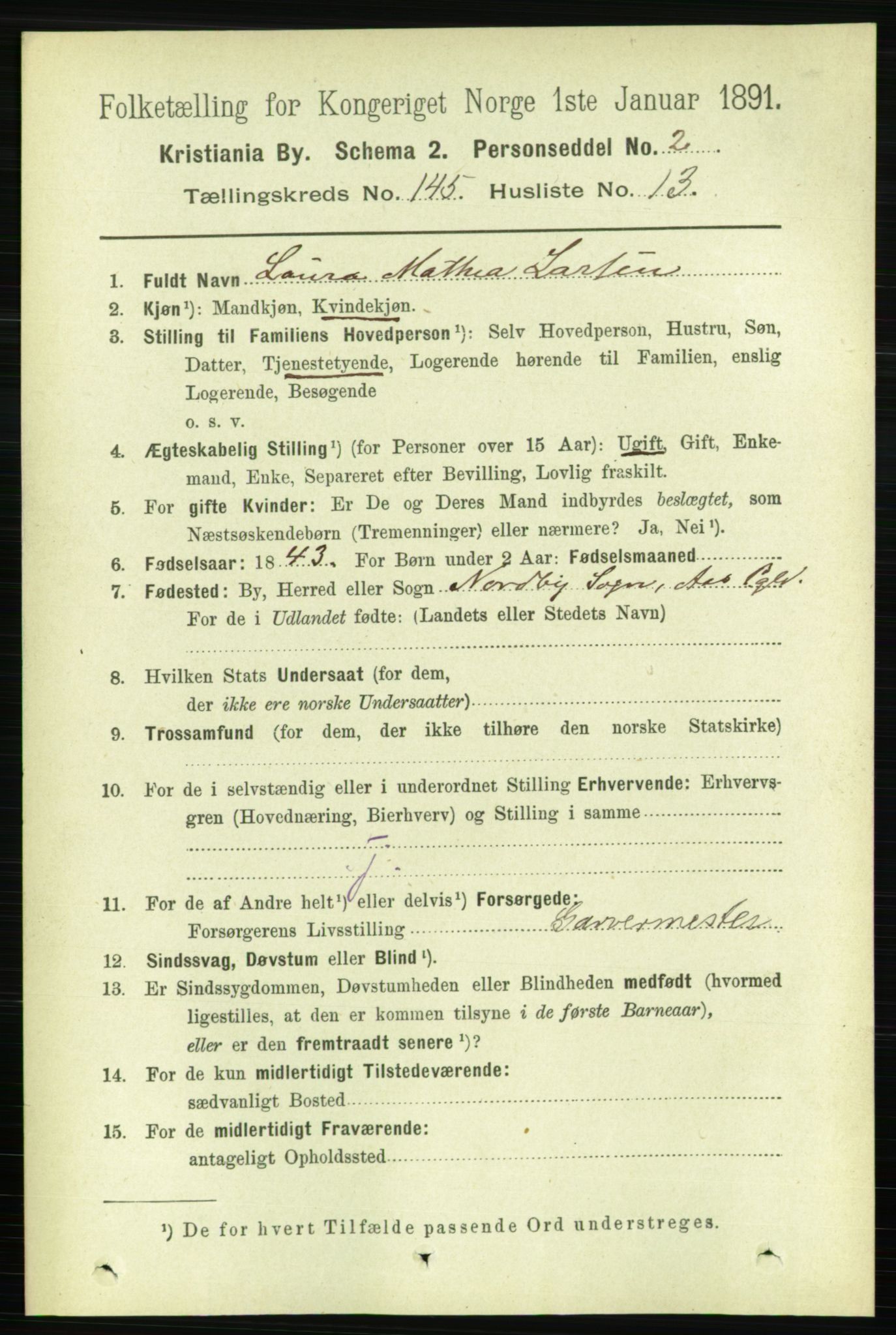 RA, 1891 census for 0301 Kristiania, 1891, p. 79854