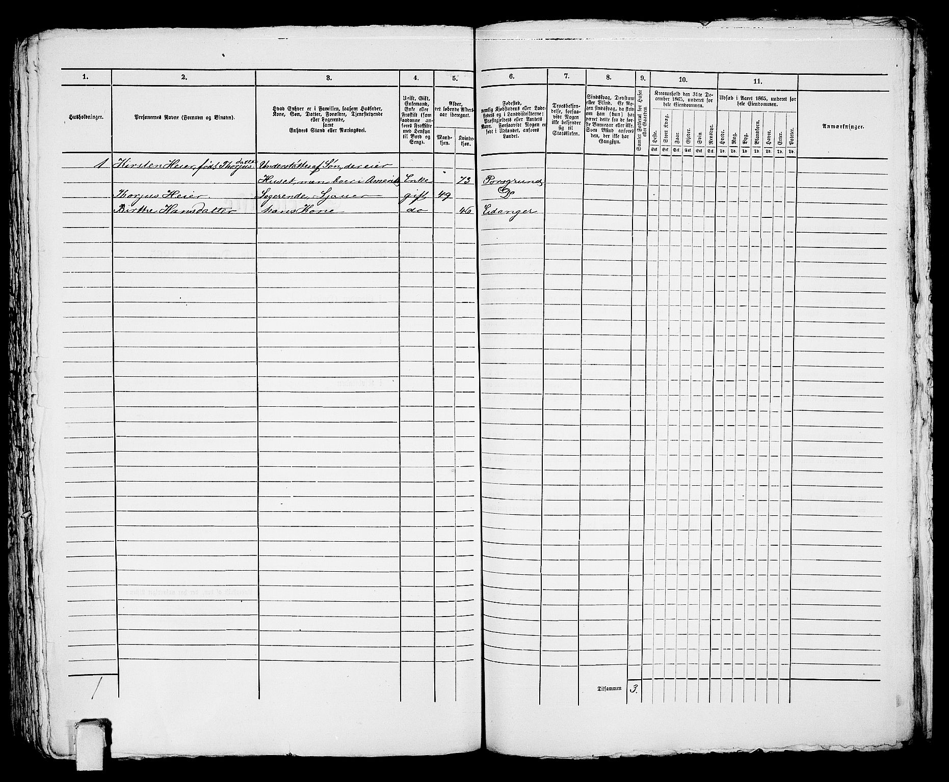 RA, 1865 census for Porsgrunn, 1865, p. 375