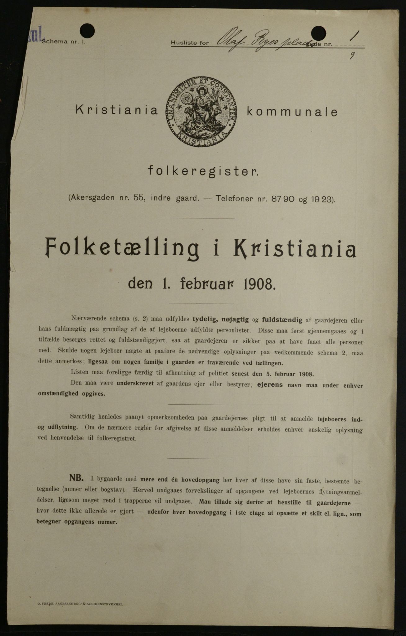 OBA, Municipal Census 1908 for Kristiania, 1908, p. 67315