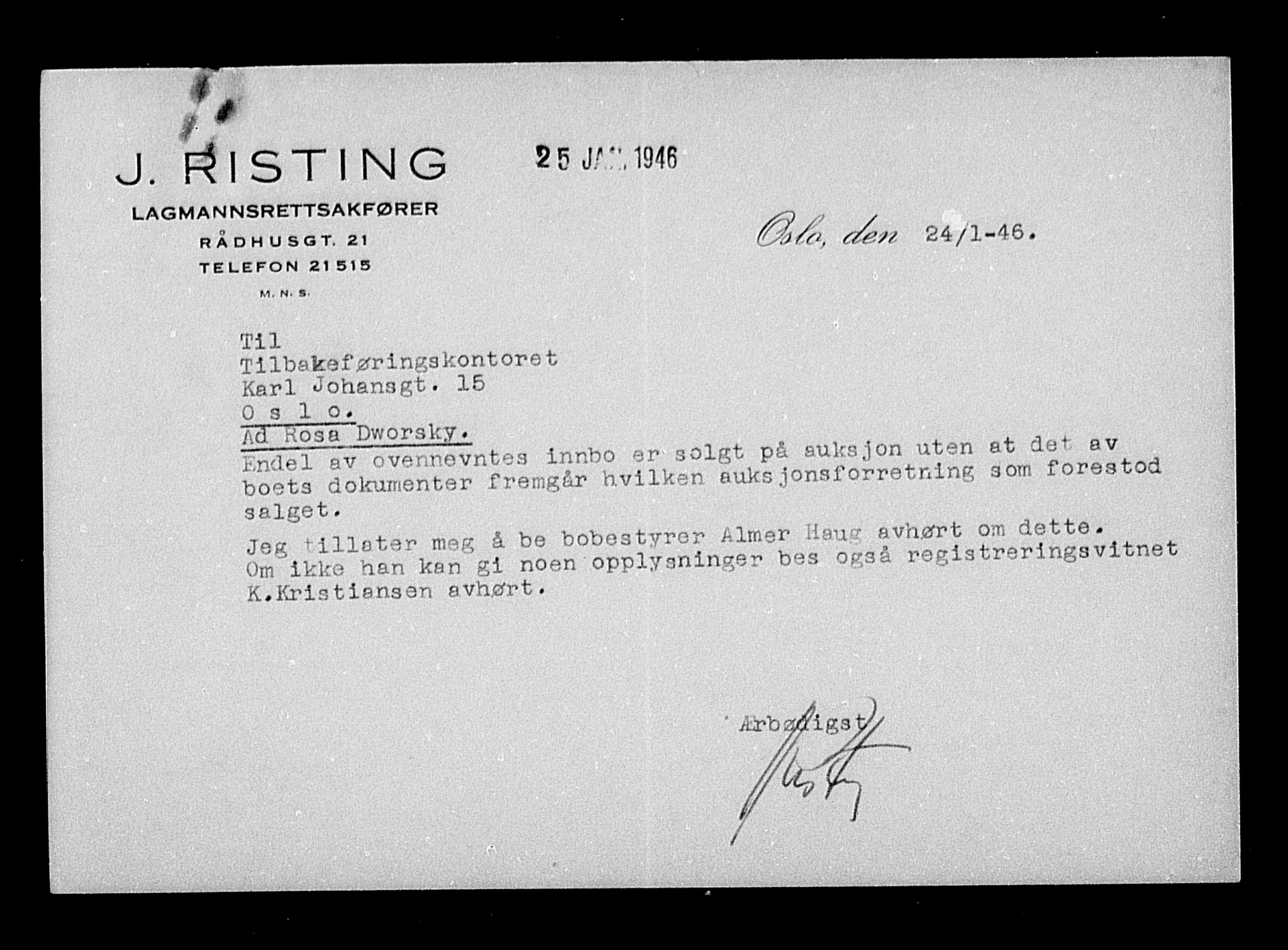 Justisdepartementet, Tilbakeføringskontoret for inndratte formuer, AV/RA-S-1564/H/Hc/Hcc/L0932: --, 1945-1947, p. 16