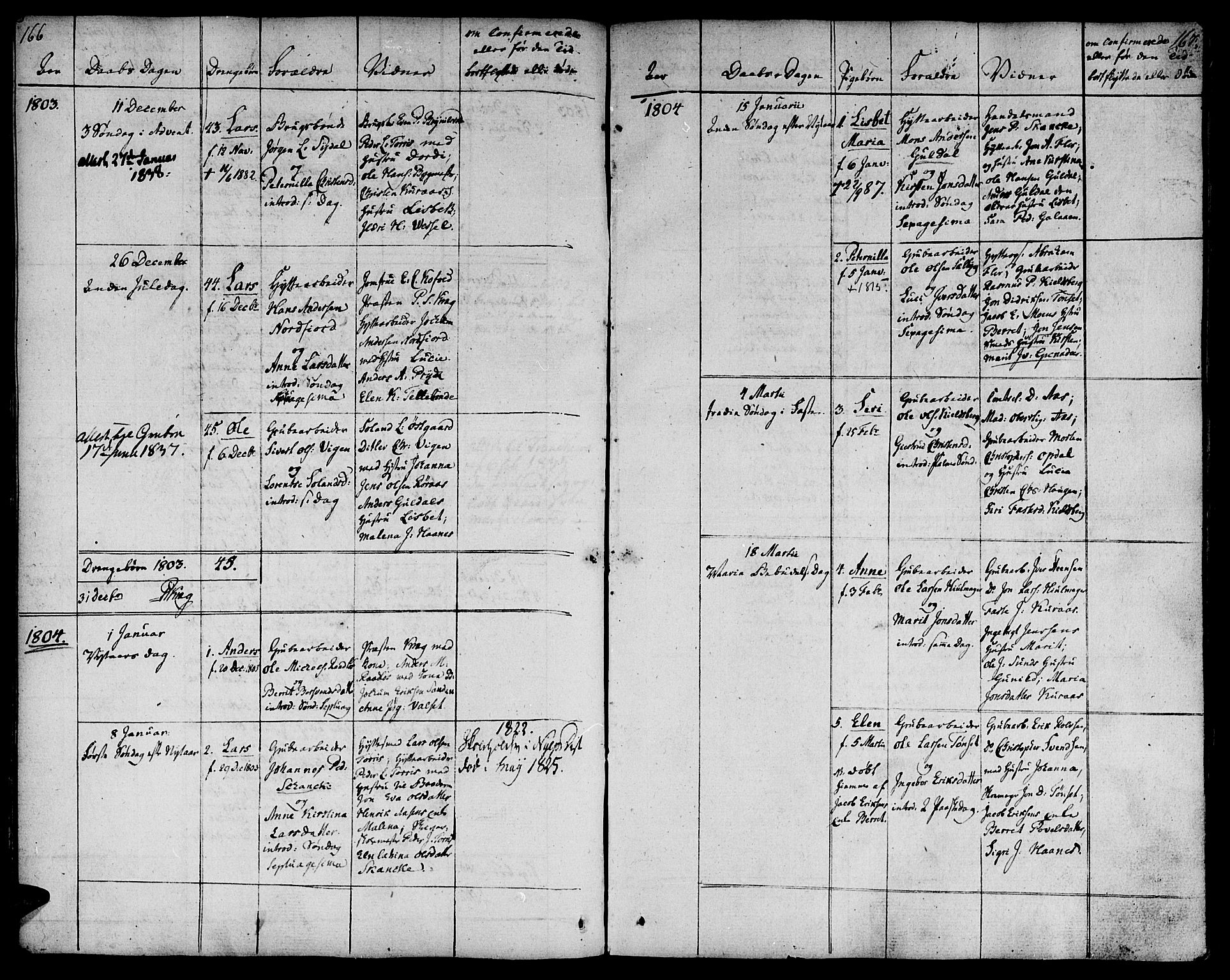 Ministerialprotokoller, klokkerbøker og fødselsregistre - Sør-Trøndelag, AV/SAT-A-1456/681/L0927: Parish register (official) no. 681A05, 1798-1808, p. 166-167