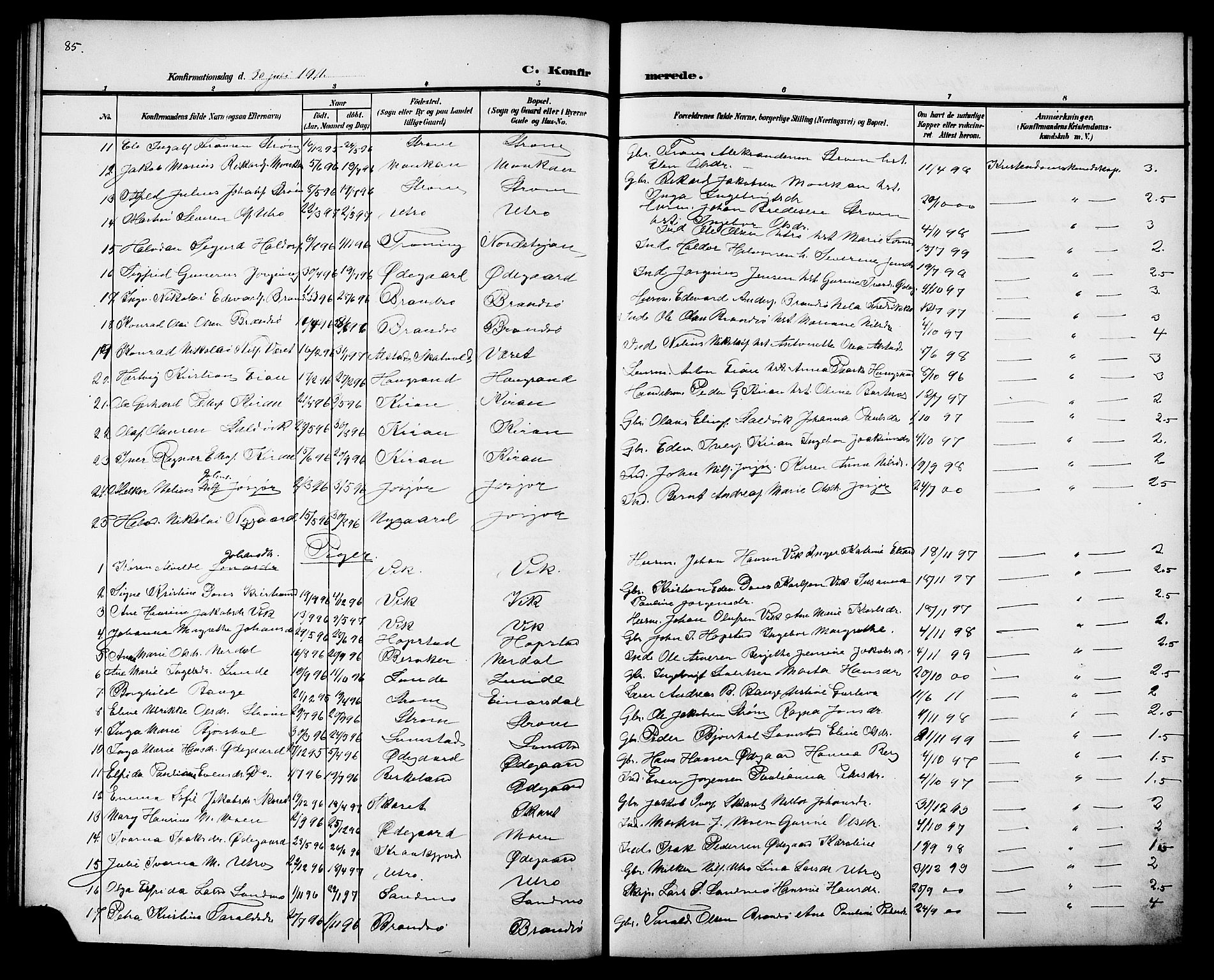 Ministerialprotokoller, klokkerbøker og fødselsregistre - Sør-Trøndelag, SAT/A-1456/657/L0717: Parish register (copy) no. 657C04, 1904-1923, p. 85