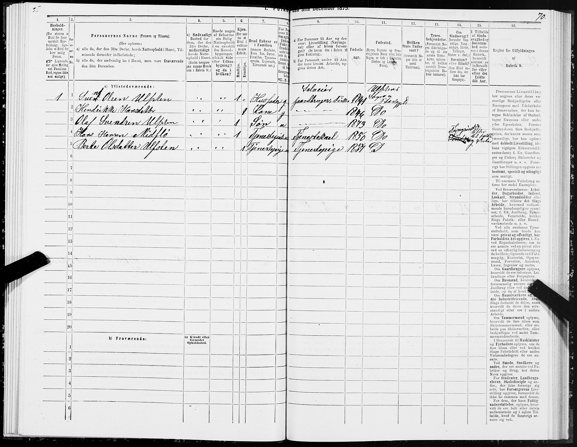 SAT, 1875 census for 1516P Ulstein, 1875, p. 1070