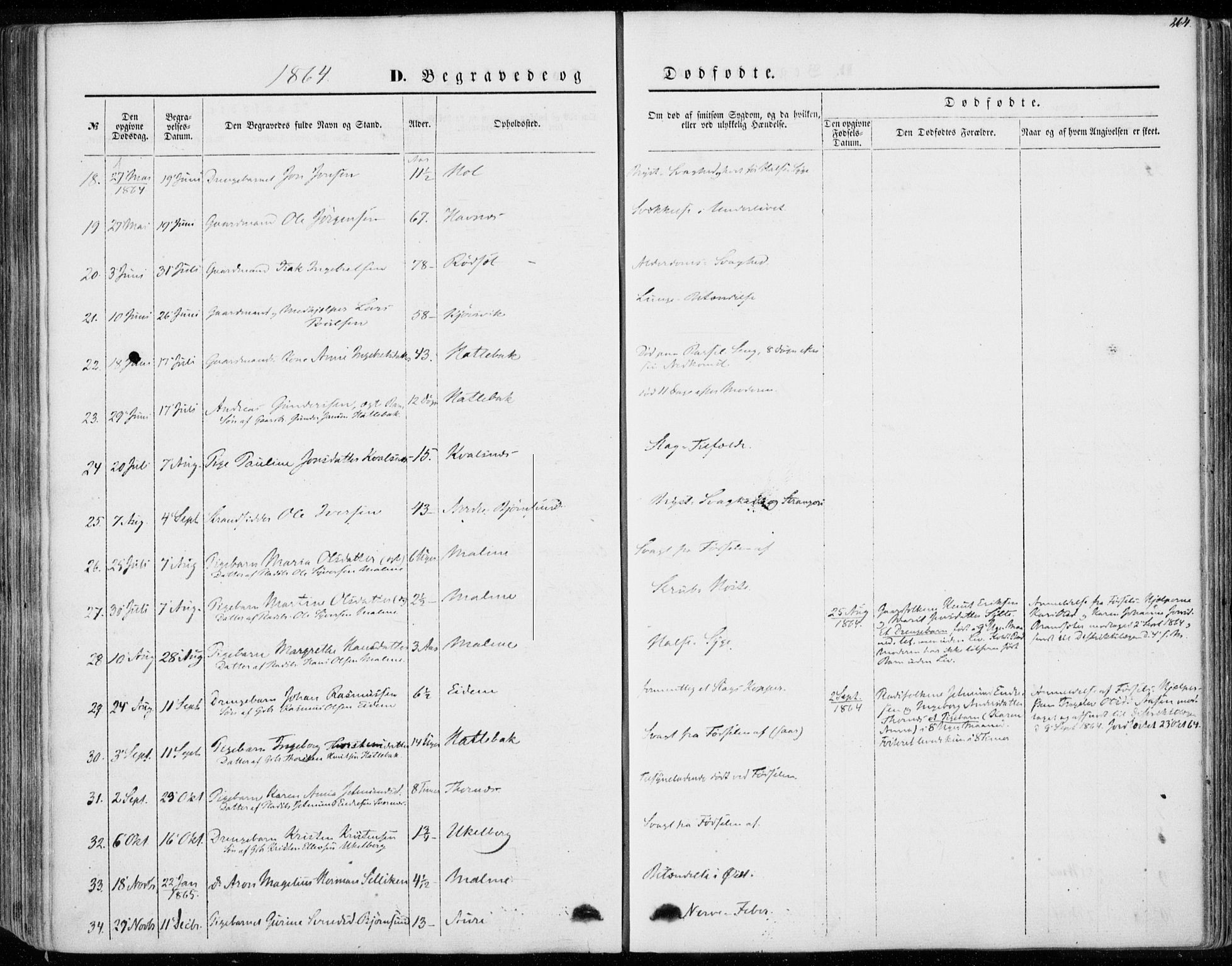 Ministerialprotokoller, klokkerbøker og fødselsregistre - Møre og Romsdal, AV/SAT-A-1454/565/L0748: Parish register (official) no. 565A02, 1845-1872, p. 264