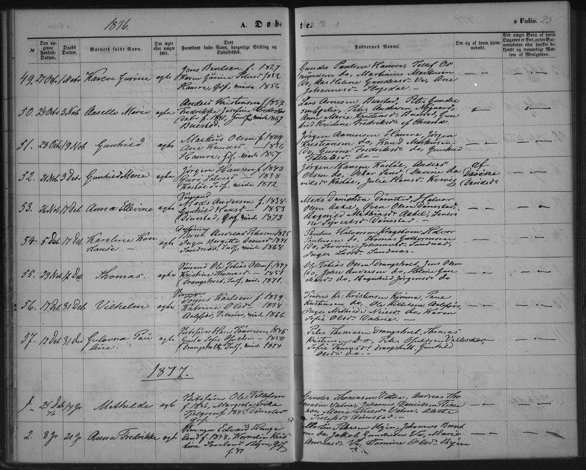 Tveit sokneprestkontor, AV/SAK-1111-0043/F/Fa/L0006: Parish register (official) no. A 6, 1872-1886, p. 23