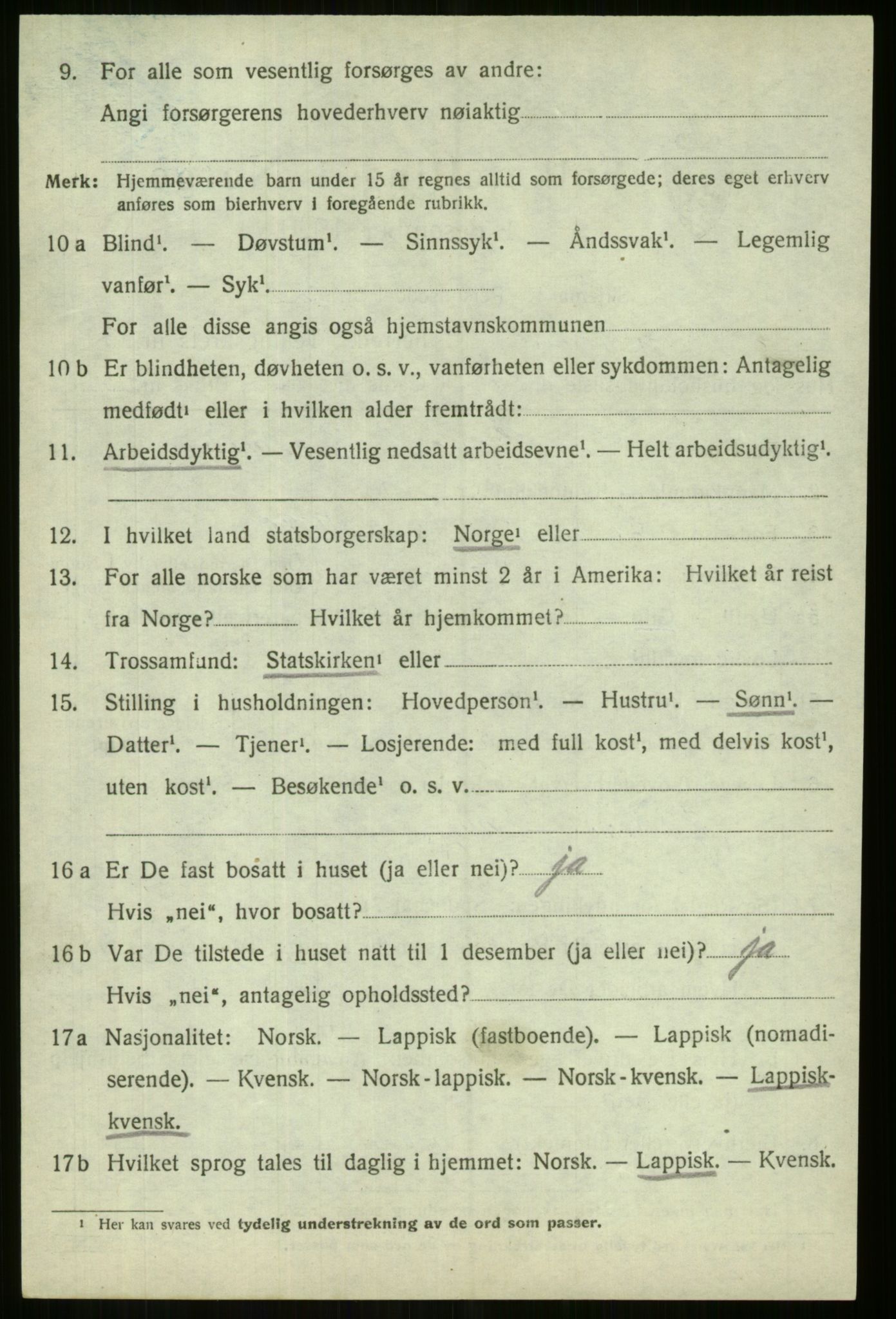 SATØ, 1920 census for Lyngen, 1920, p. 3552