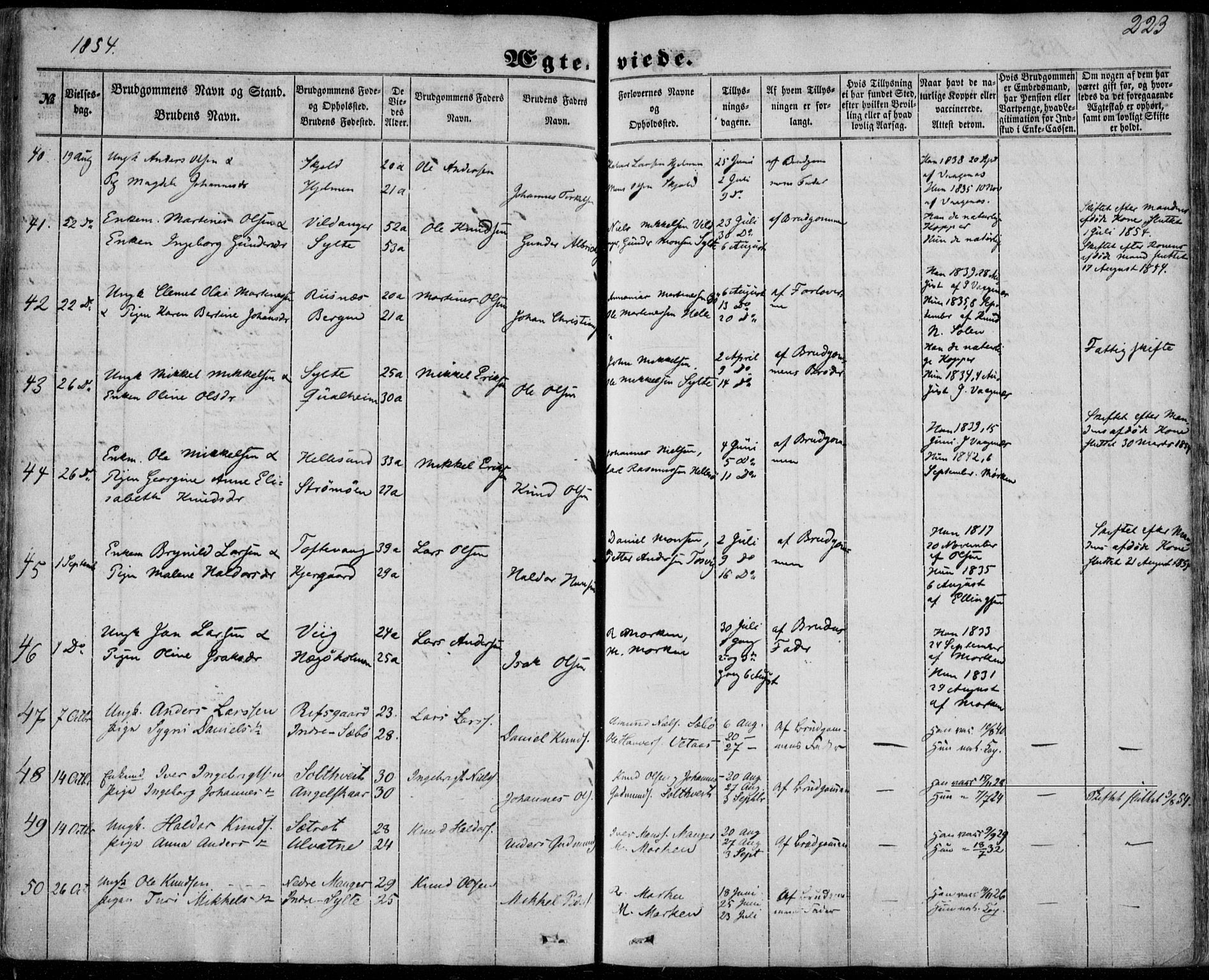 Manger sokneprestembete, SAB/A-76801/H/Haa: Parish register (official) no. A 6, 1849-1859, p. 223