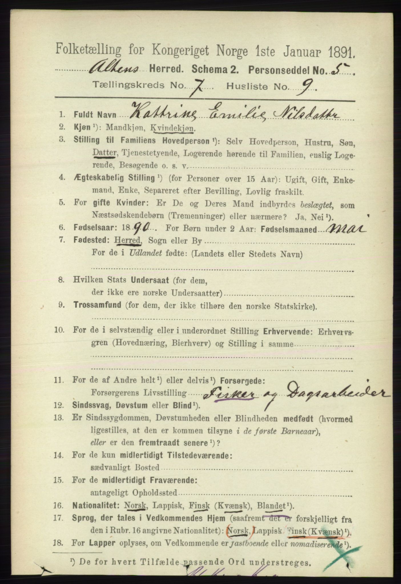 RA, 1891 census for 2012 Alta, 1891, p. 2151