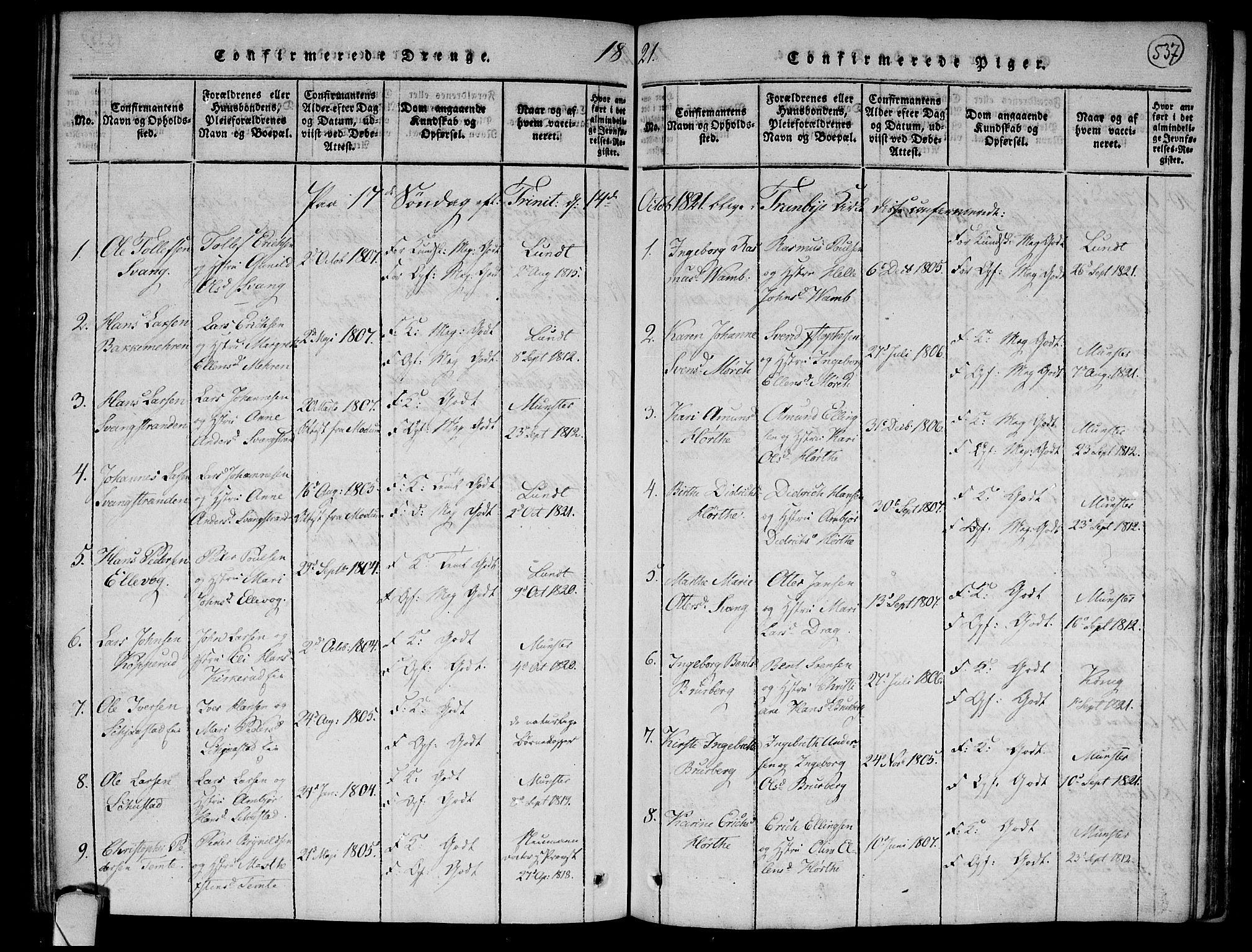 Lier kirkebøker, AV/SAKO-A-230/F/Fa/L0008: Parish register (official) no. I 8, 1813-1825, p. 536-537