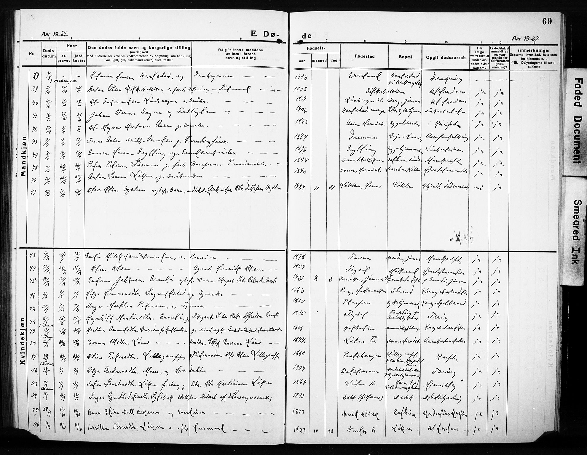 Elverum prestekontor, AV/SAH-PREST-044/H/Ha/Hab/L0014: Parish register (copy) no. 14, 1922-1933, p. 69