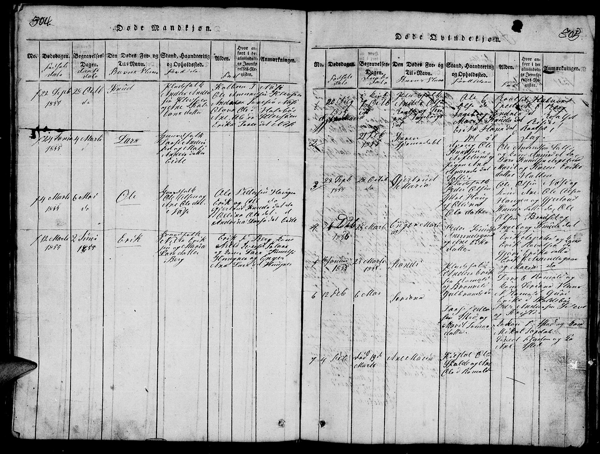 Ministerialprotokoller, klokkerbøker og fødselsregistre - Møre og Romsdal, SAT/A-1454/557/L0683: Parish register (copy) no. 557C01, 1818-1862, p. 304-305