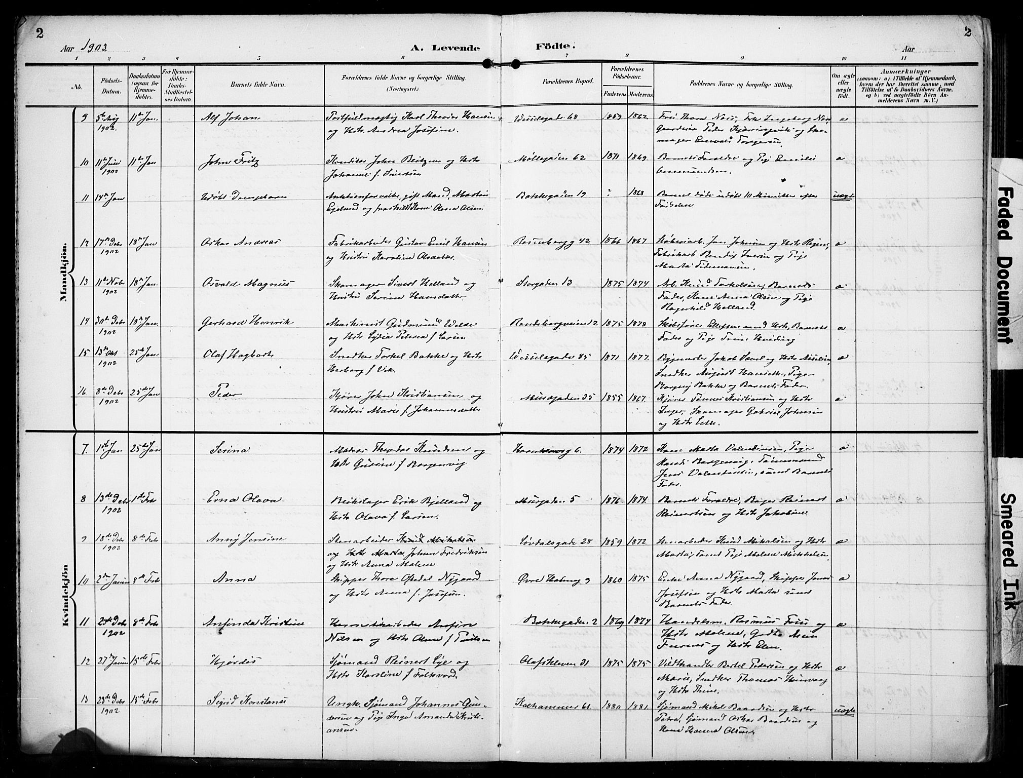 Domkirken sokneprestkontor, AV/SAST-A-101812/001/30/30BB/L0018: Parish register (copy) no. B 18, 1903-1915, p. 2