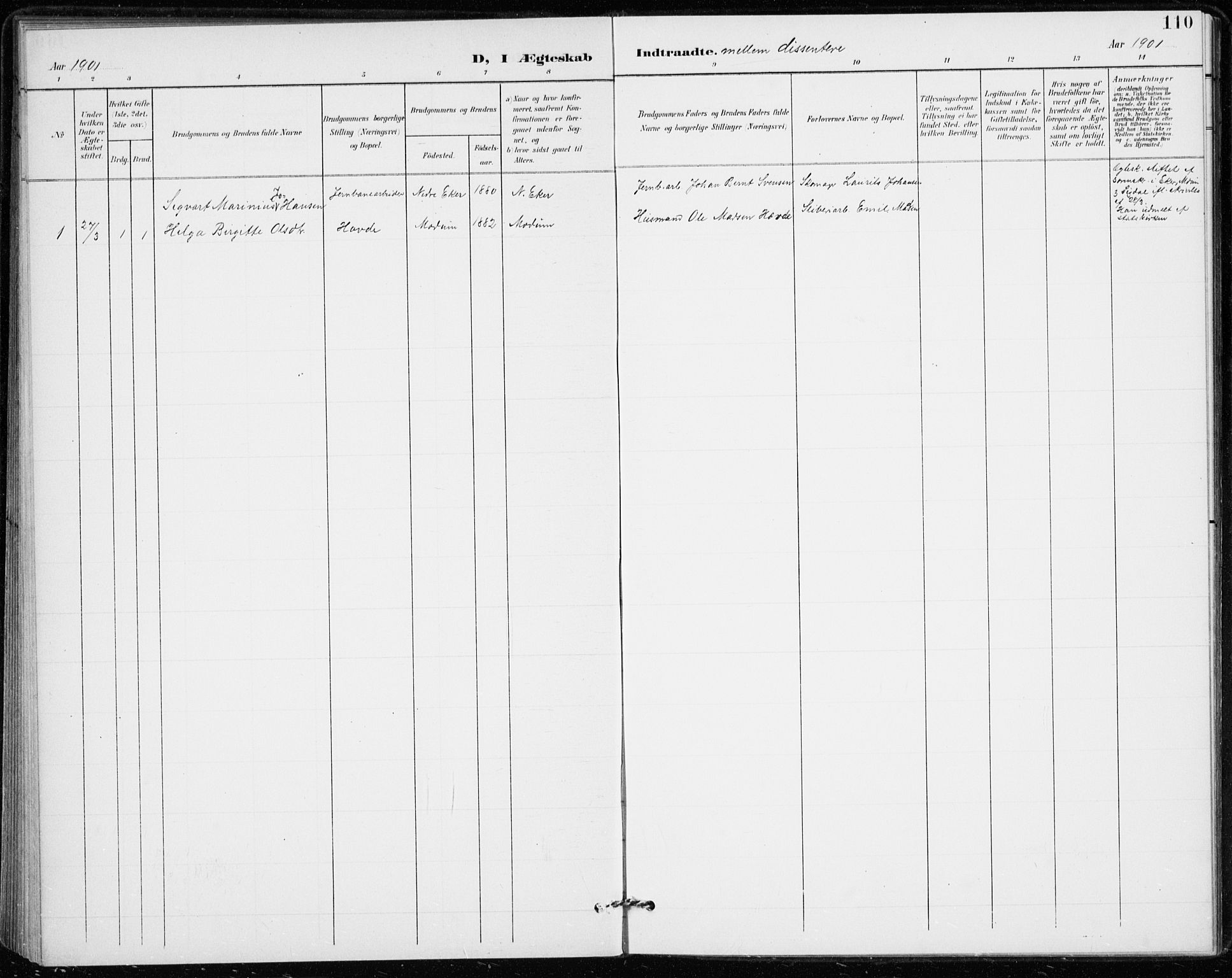 Modum kirkebøker, SAKO/A-234/F/Fa/L0020: Parish register (official) no. 20, 1900-1917, p. 110