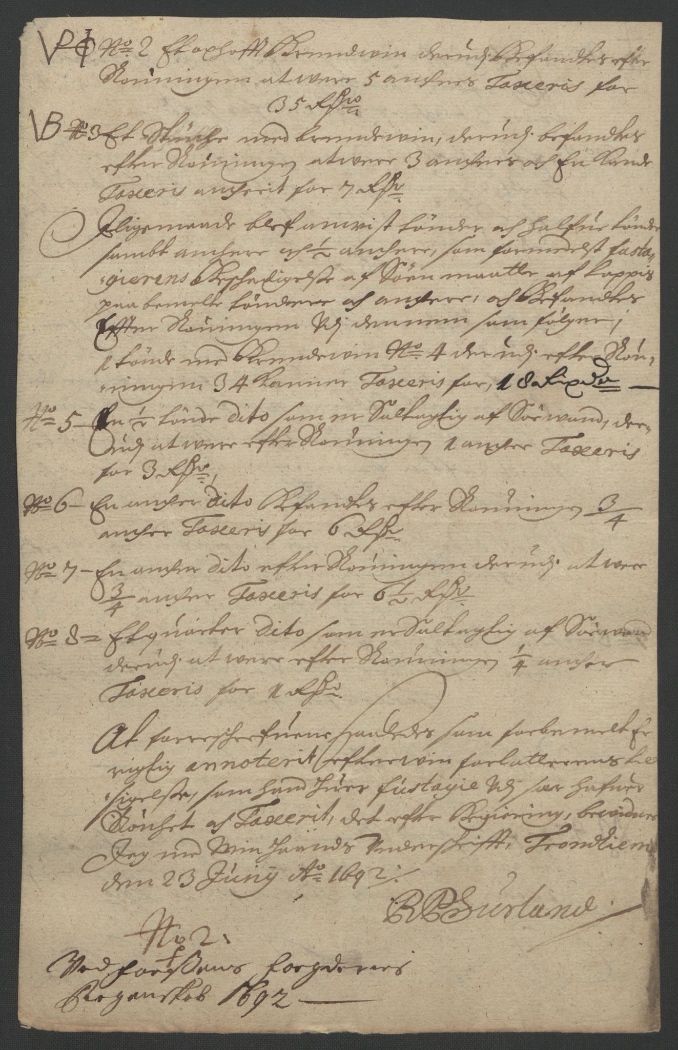 Rentekammeret inntil 1814, Reviderte regnskaper, Fogderegnskap, RA/EA-4092/R57/L3849: Fogderegnskap Fosen, 1692-1693, p. 236