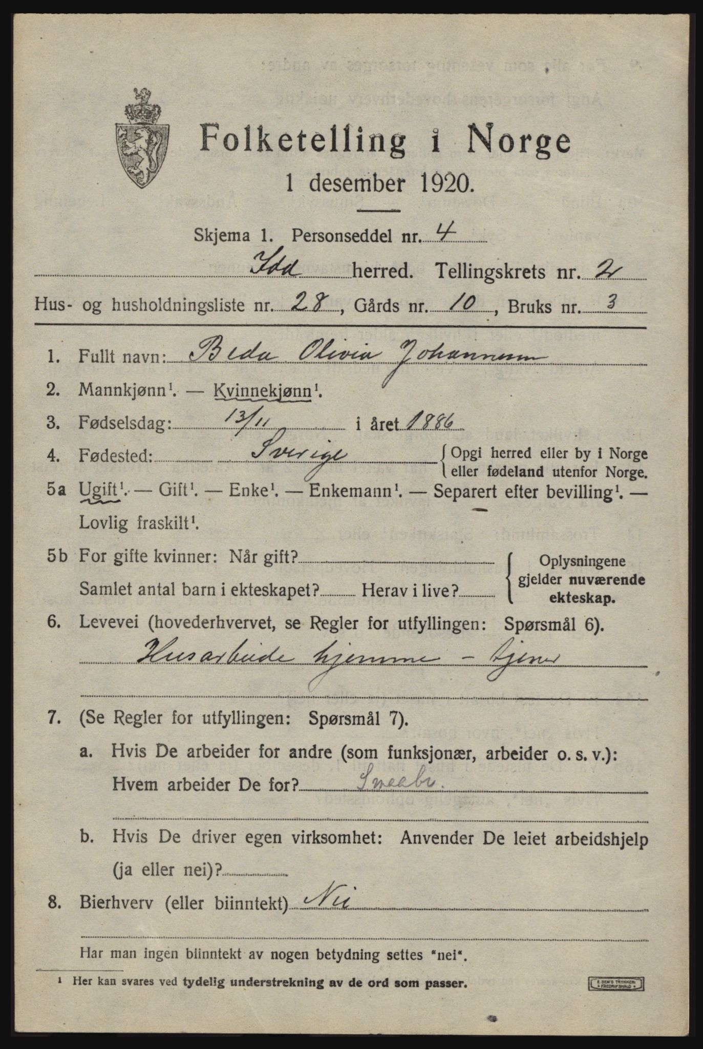 SAO, 1920 census for Idd, 1920, p. 2674