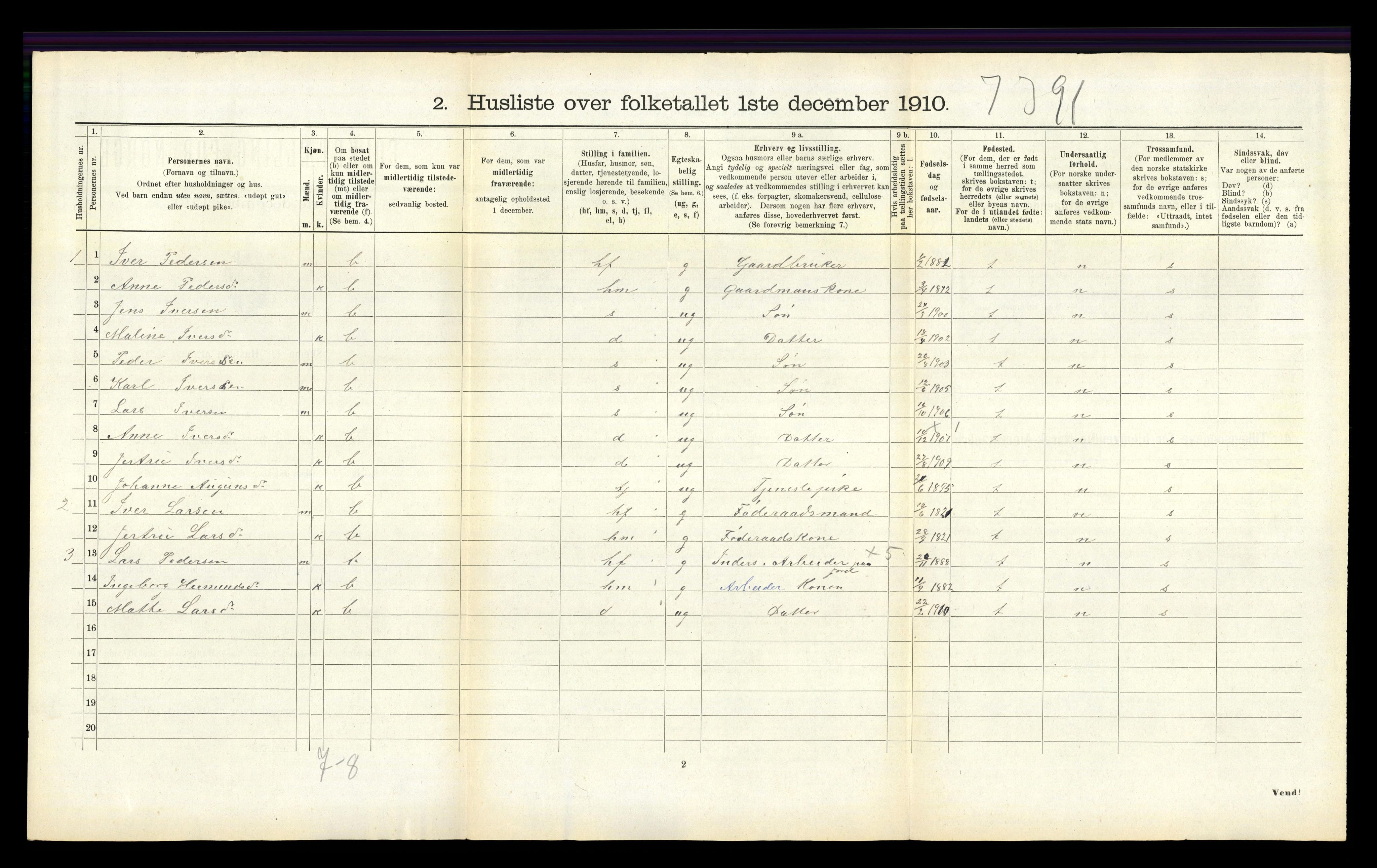 RA, 1910 census for Hafslo, 1910, p. 160