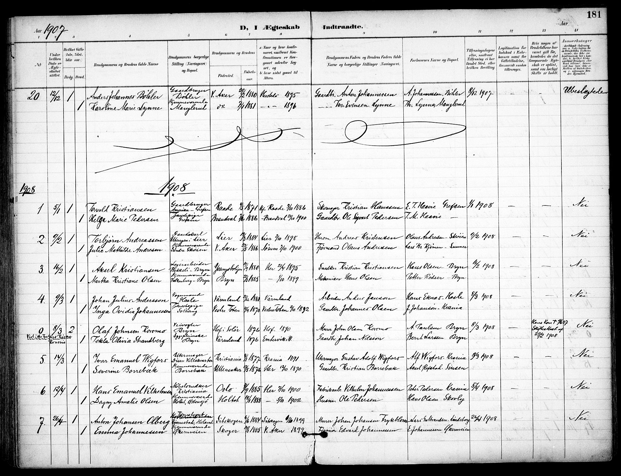 Østre Aker prestekontor Kirkebøker, SAO/A-10840/F/Fa/L0011: Parish register (official) no. I 11, 1895-1917, p. 181