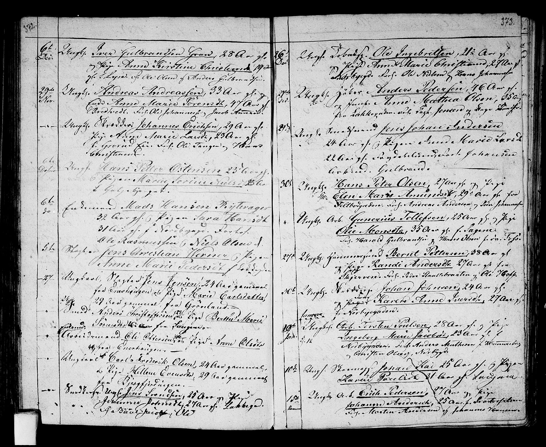 Aker prestekontor kirkebøker, SAO/A-10861/G/L0007: Parish register (copy) no. 7, 1838-1846, p. 372-373