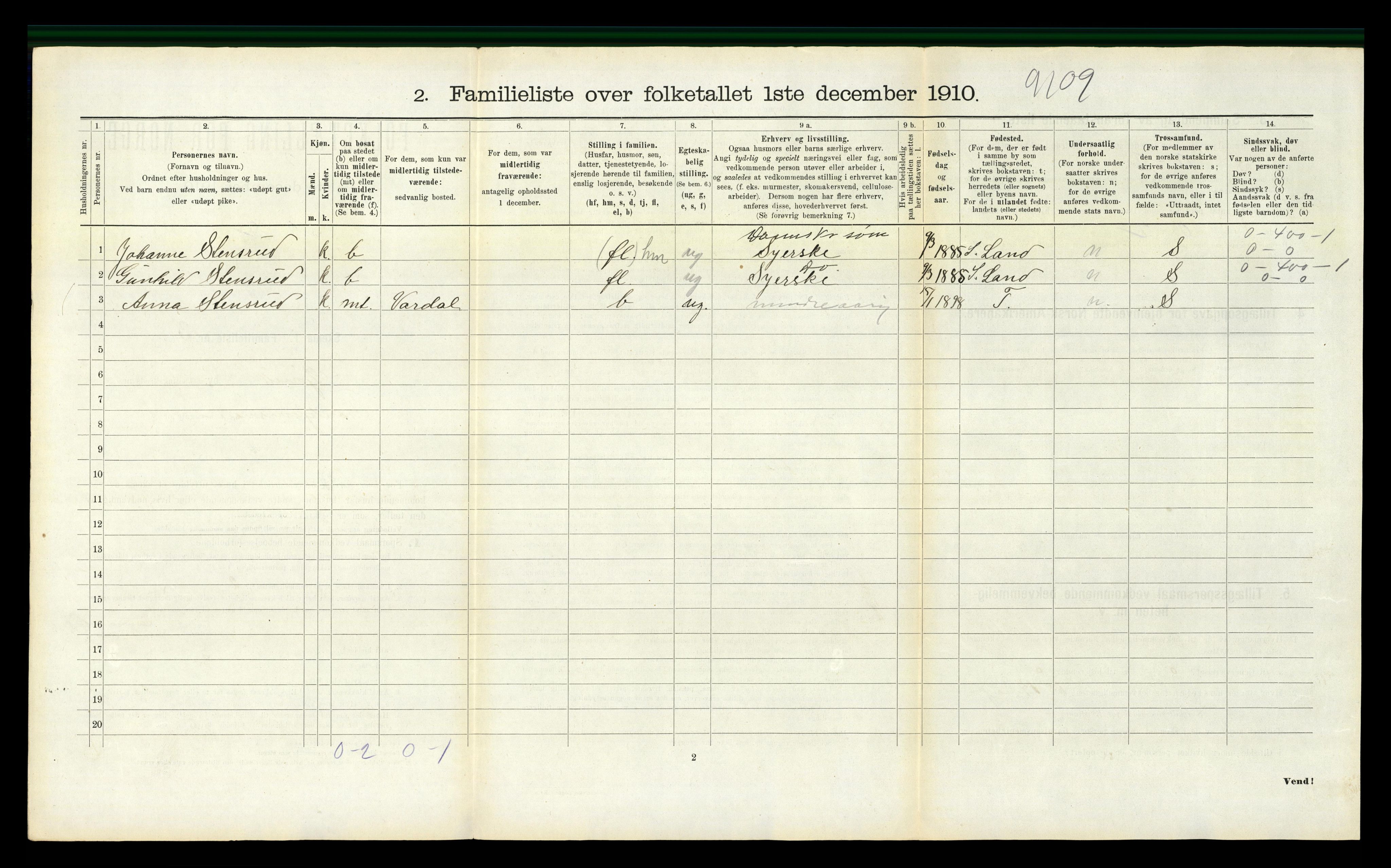 RA, 1910 census for Gjøvik, 1910, p. 1605