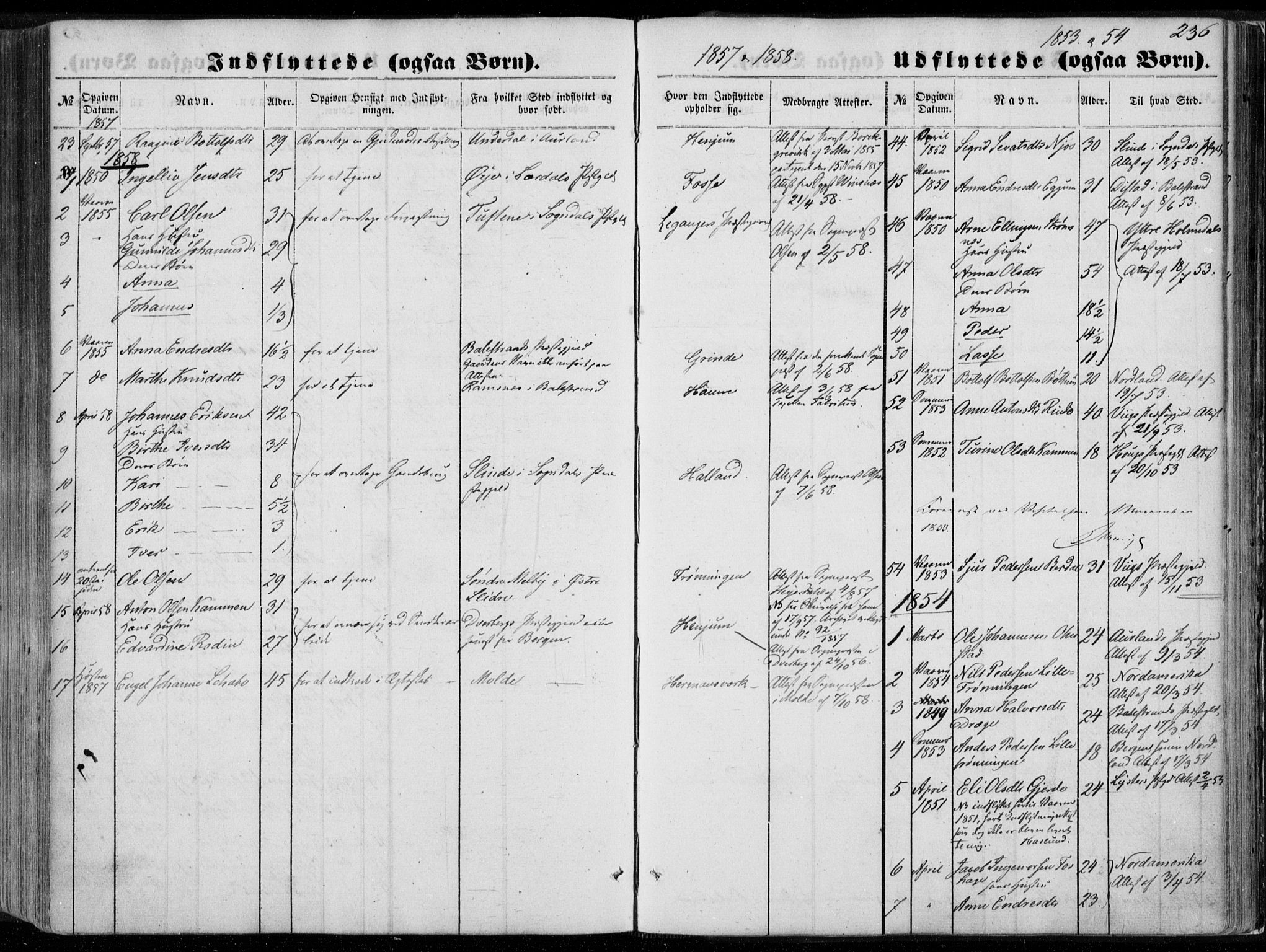 Leikanger sokneprestembete, AV/SAB-A-81001/H/Haa/Haaa/L0008: Parish register (official) no. A 8, 1852-1868, p. 236