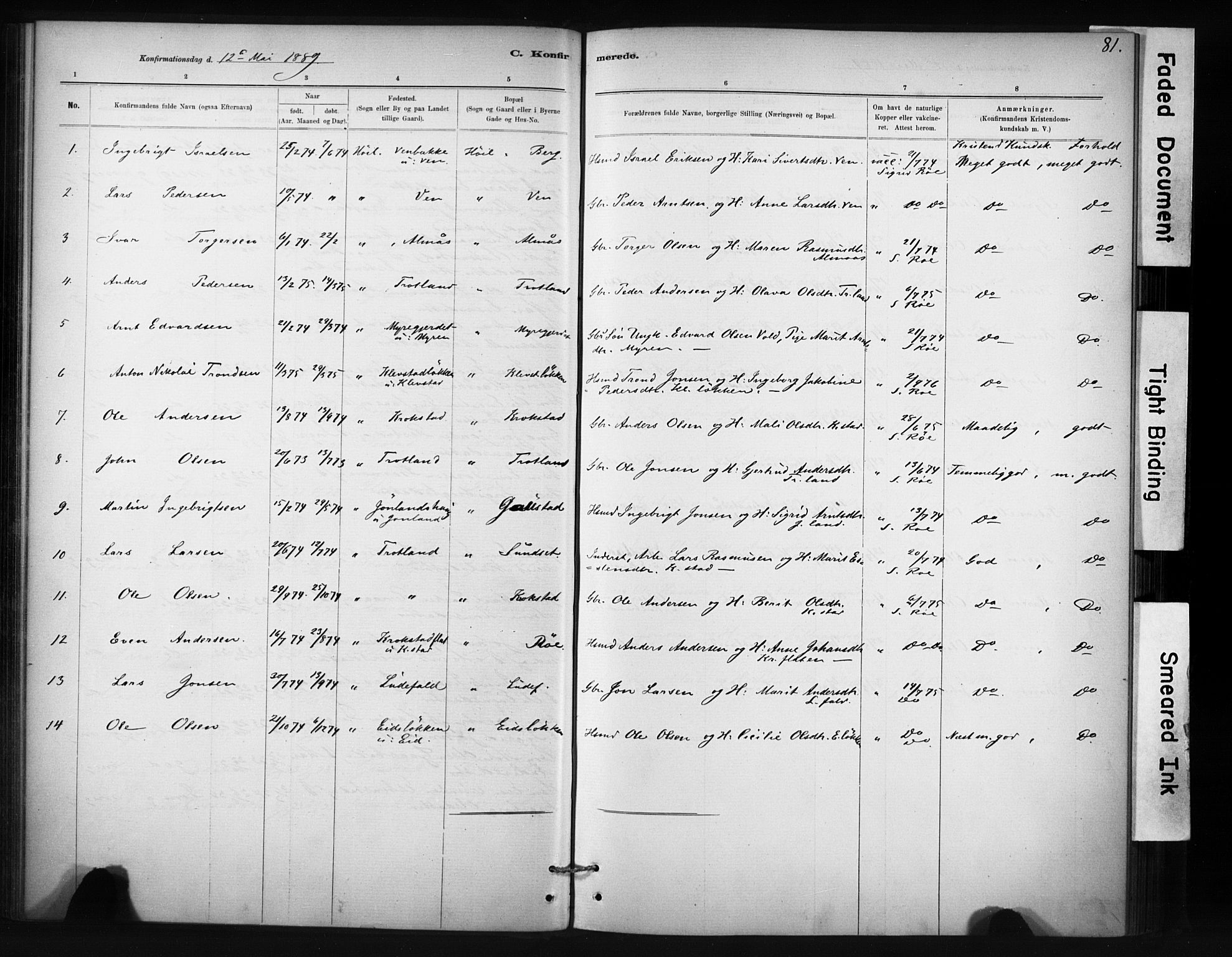 Ministerialprotokoller, klokkerbøker og fødselsregistre - Sør-Trøndelag, AV/SAT-A-1456/694/L1127: Parish register (official) no. 694A01, 1887-1905, p. 81