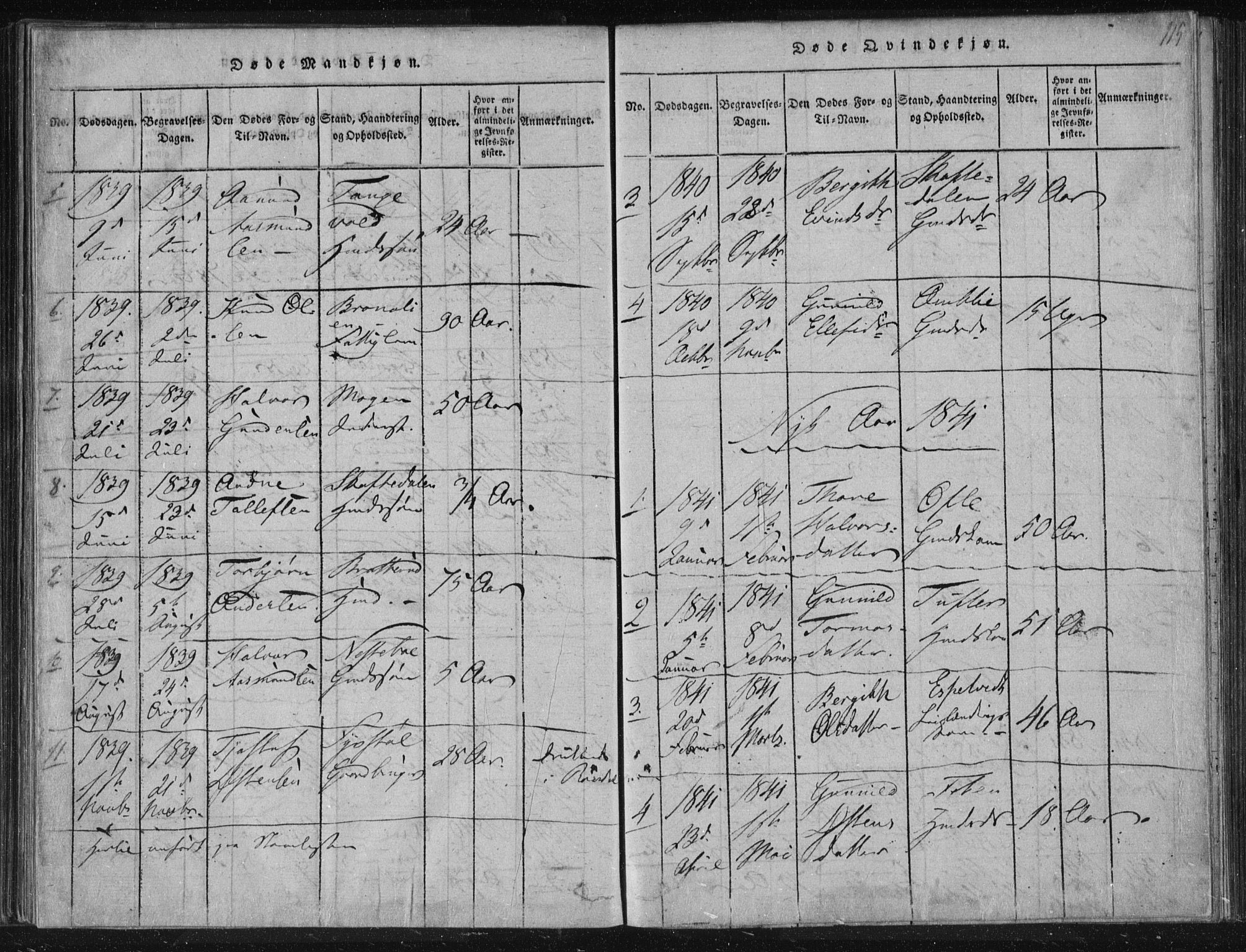 Lårdal kirkebøker, SAKO/A-284/F/Fc/L0001: Parish register (official) no. III 1, 1815-1860, p. 115