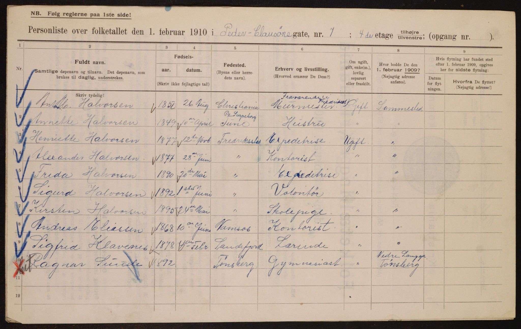 OBA, Municipal Census 1910 for Kristiania, 1910, p. 75701