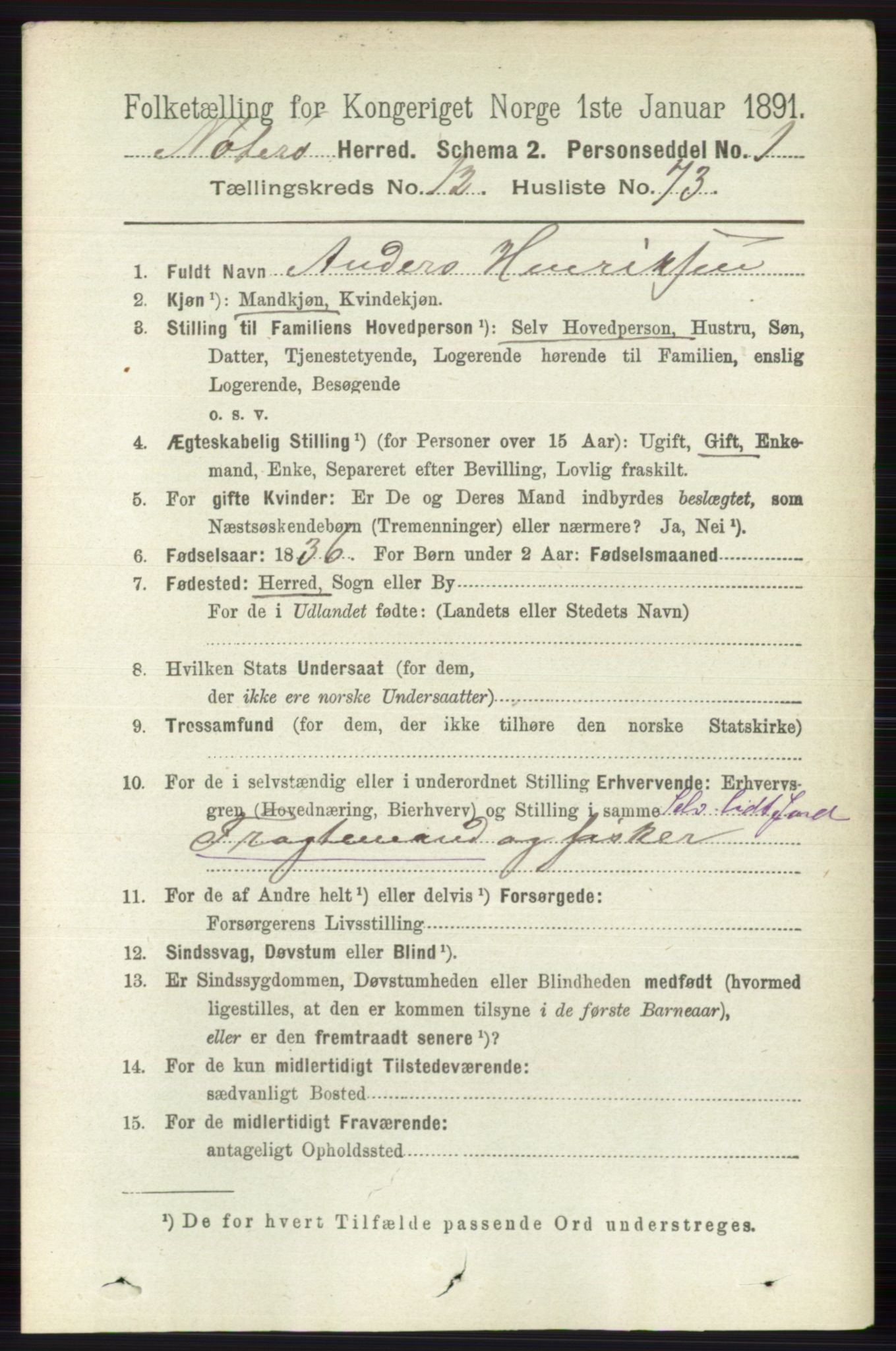 RA, 1891 census for 0722 Nøtterøy, 1891, p. 6765