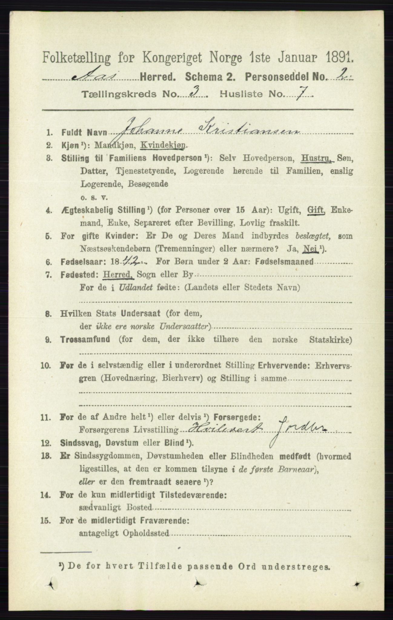 RA, 1891 census for 0214 Ås, 1891, p. 2169