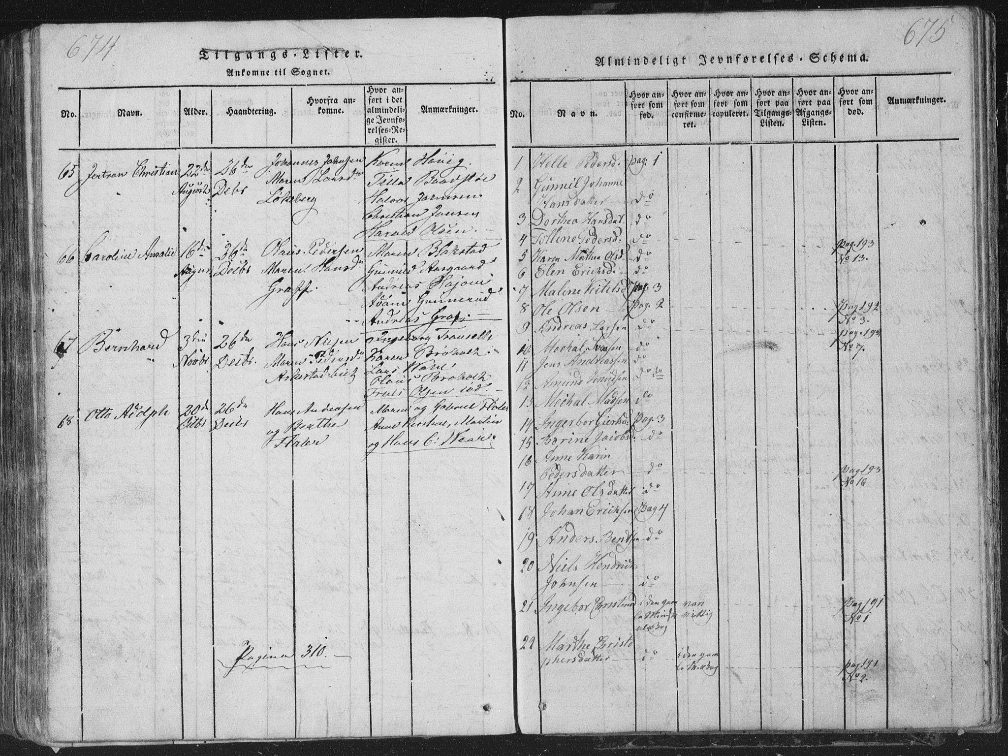 Røyken kirkebøker, SAKO/A-241/G/Ga/L0003: Parish register (copy) no. 3, 1814-1856, p. 674-675