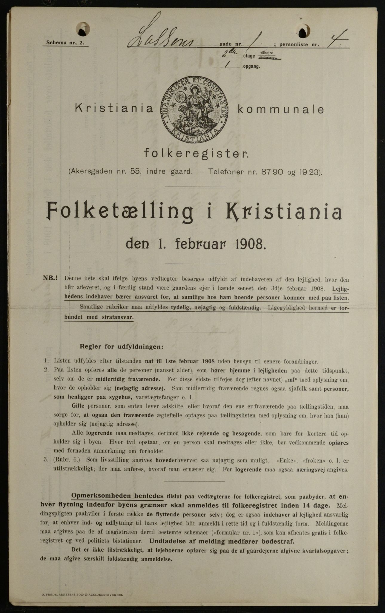 OBA, Municipal Census 1908 for Kristiania, 1908, p. 51326