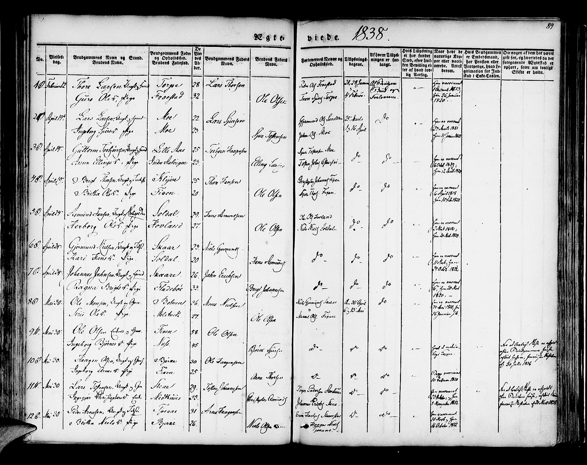 Kvam sokneprestembete, AV/SAB-A-76201/H/Haa: Parish register (official) no. A 7, 1832-1843, p. 89