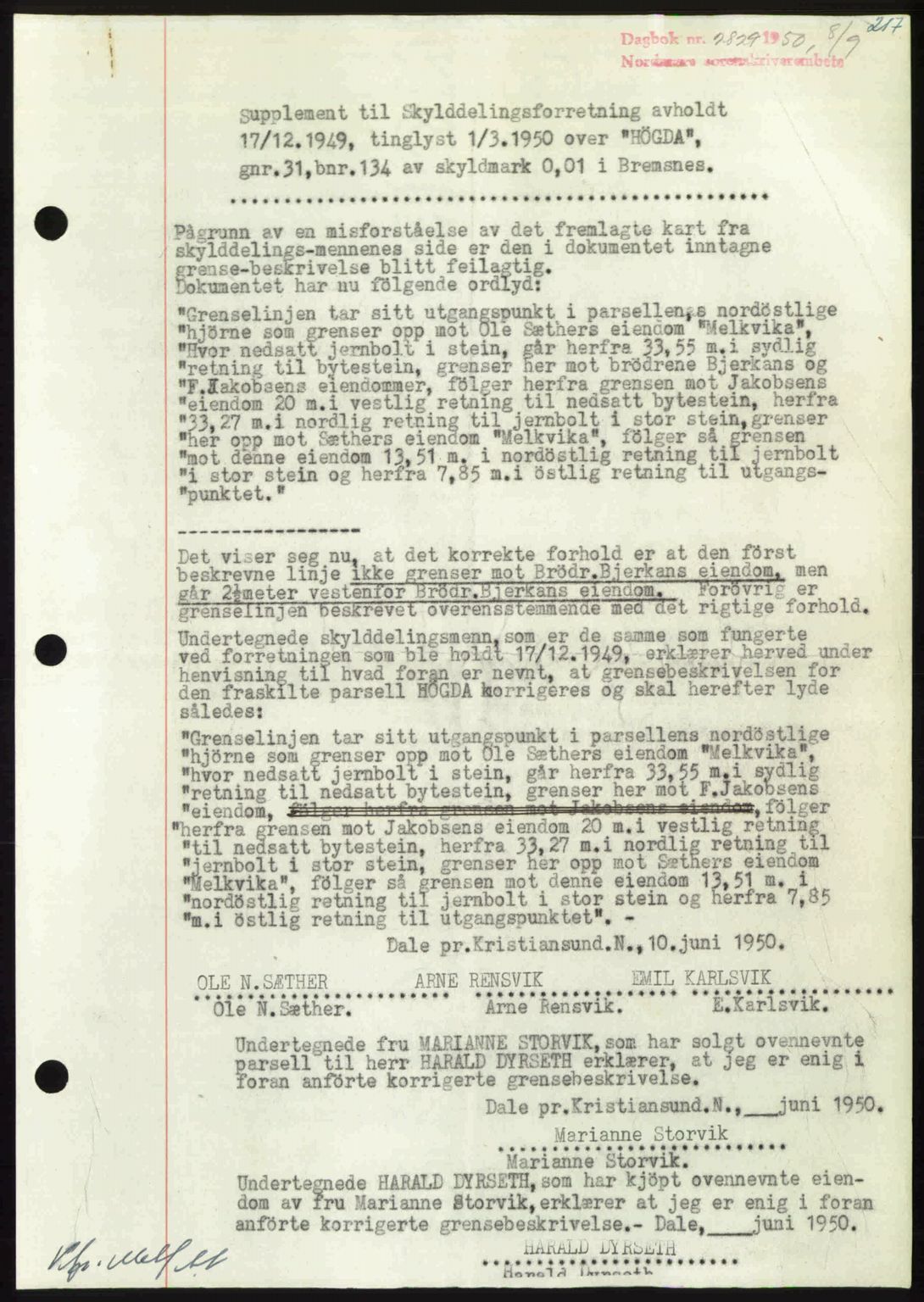 Nordmøre sorenskriveri, AV/SAT-A-4132/1/2/2Ca: Mortgage book no. A116, 1950-1950, Diary no: : 2829/1950