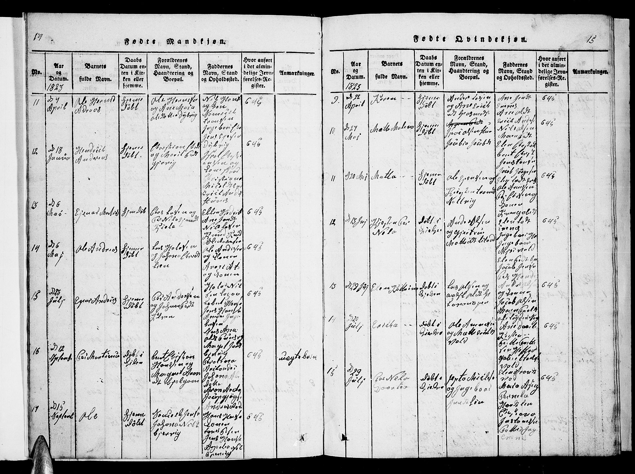 Ministerialprotokoller, klokkerbøker og fødselsregistre - Nordland, AV/SAT-A-1459/863/L0911: Parish register (copy) no. 863C01, 1821-1858, p. 14-15