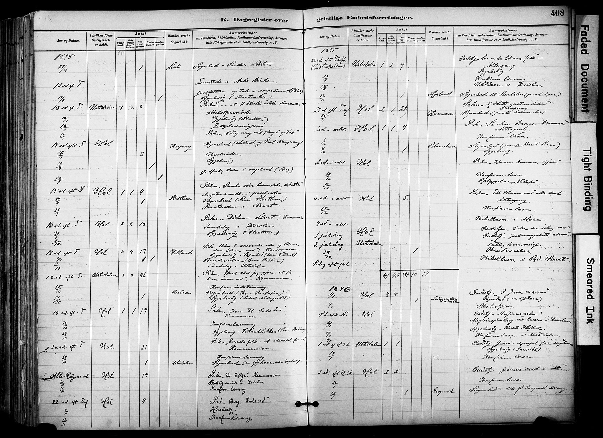 Hol kirkebøker, AV/SAKO-A-227/F/Fa/L0003: Parish register (official) no. I 3, 1887-1918, p. 408