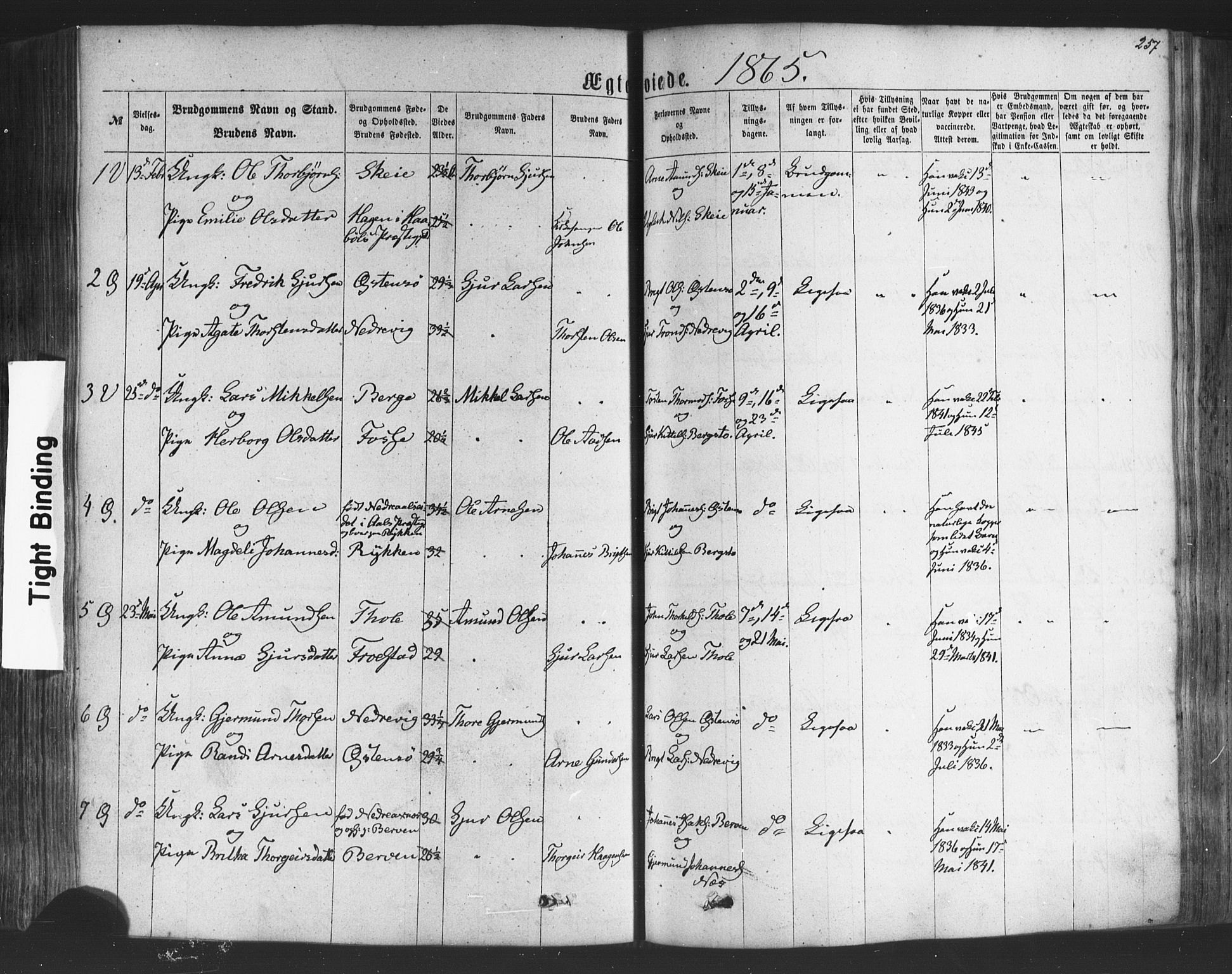 Kvam sokneprestembete, SAB/A-76201/H/Haa: Parish register (official) no. A 9, 1864-1879, p. 257