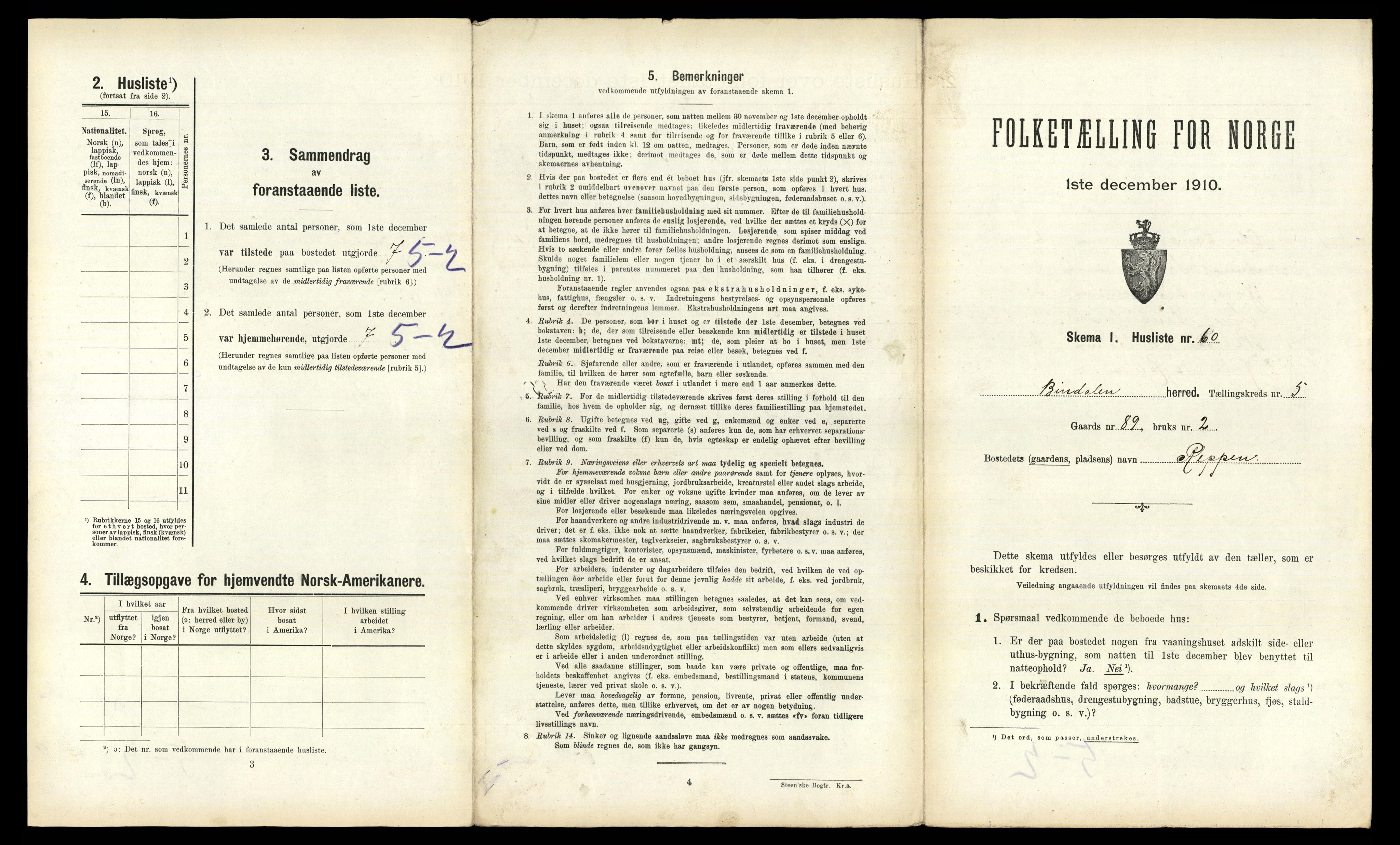 RA, 1910 census for Bindal, 1910, p. 544