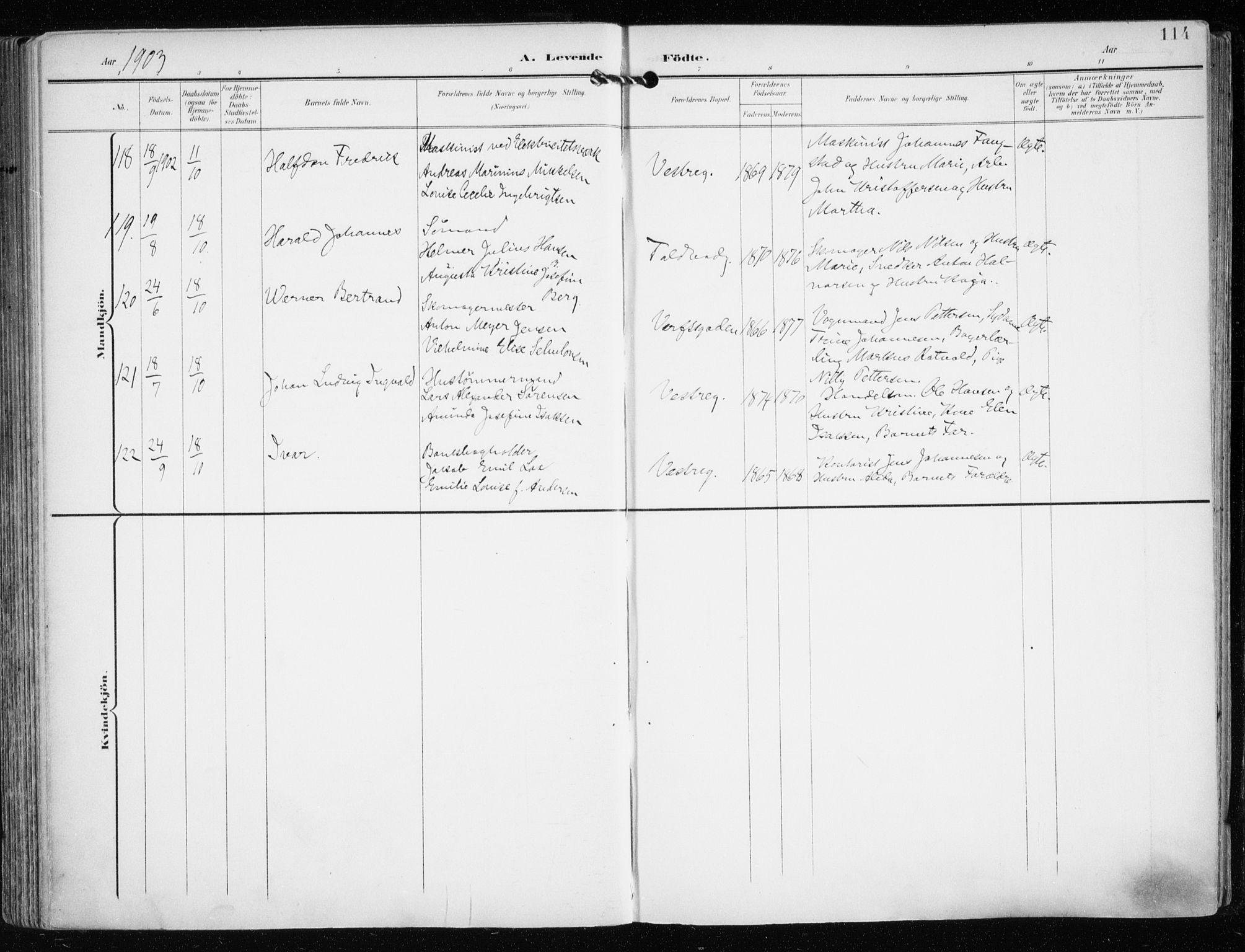 Tromsø sokneprestkontor/stiftsprosti/domprosti, AV/SATØ-S-1343/G/Ga/L0016kirke: Parish register (official) no. 16, 1899-1906, p. 114