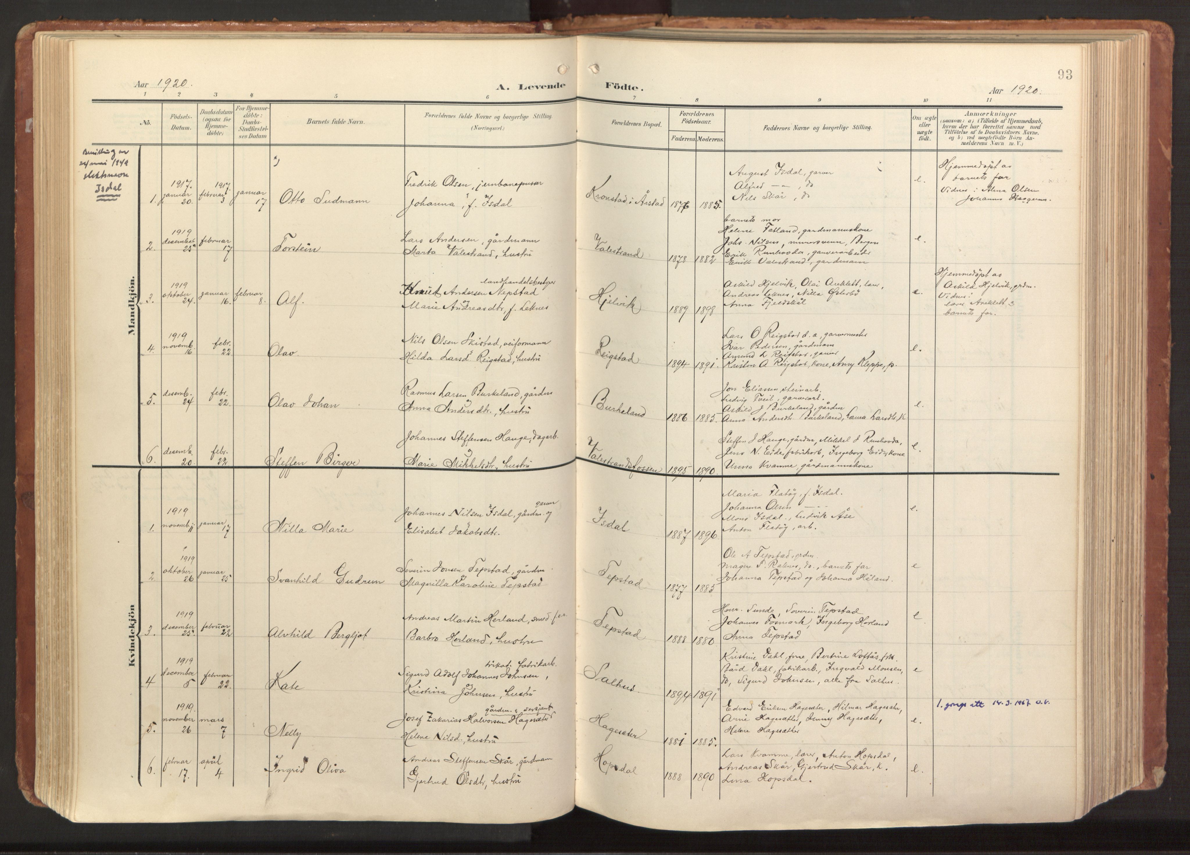 Hamre sokneprestembete, AV/SAB-A-75501/H/Ha/Haa/Haab/L0002: Parish register (official) no. B 2, 1905-1924, p. 93