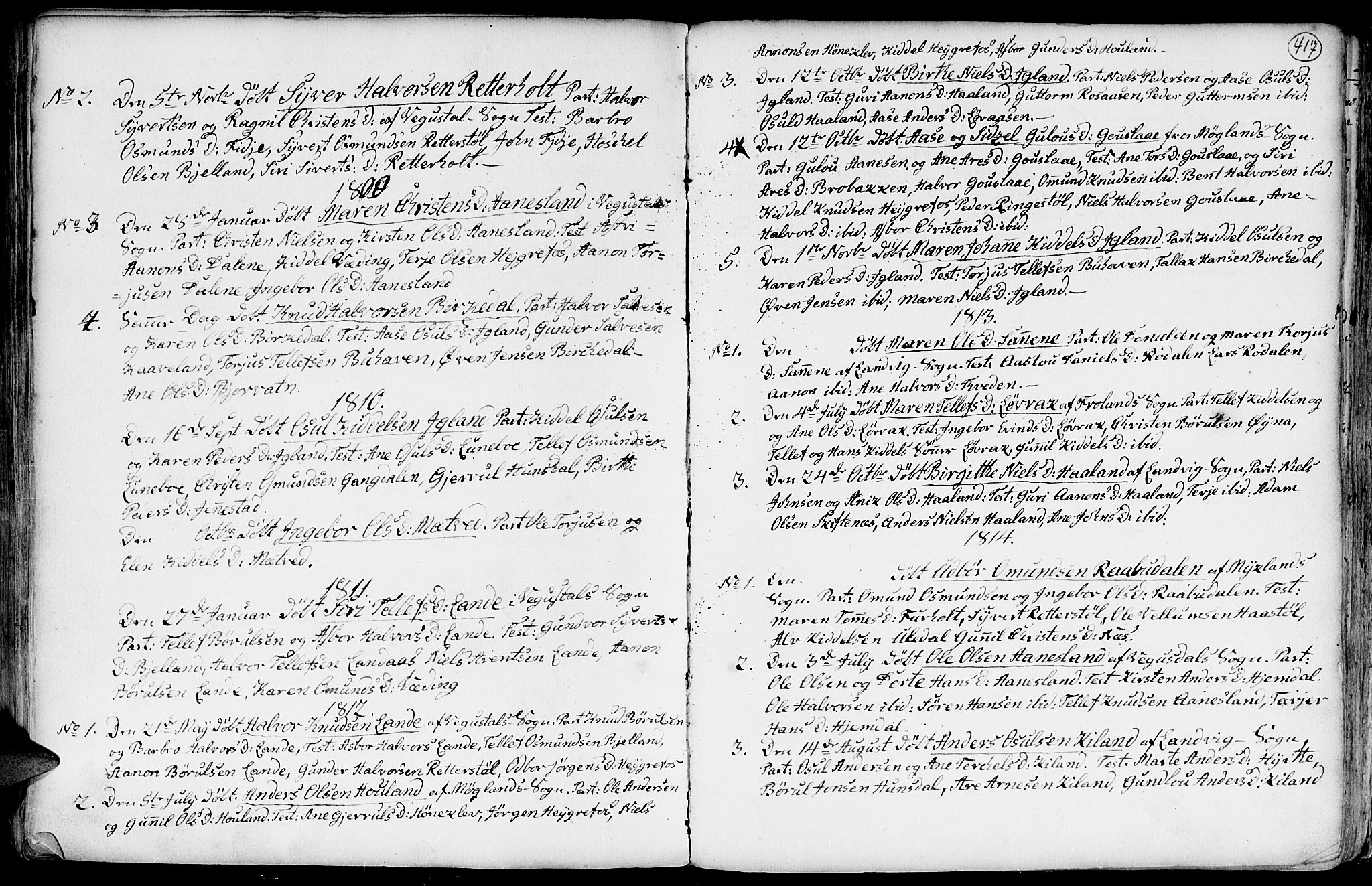 Hommedal sokneprestkontor, AV/SAK-1111-0023/F/Fa/Fab/L0002: Parish register (official) no. A 2 /3, 1740-1821, p. 417