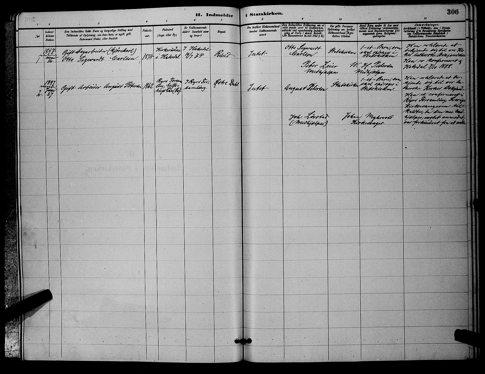 Nittedal prestekontor Kirkebøker, SAO/A-10365a/G/Ga/L0002: Parish register (copy) no. I 2, 1879-1901, p. 306