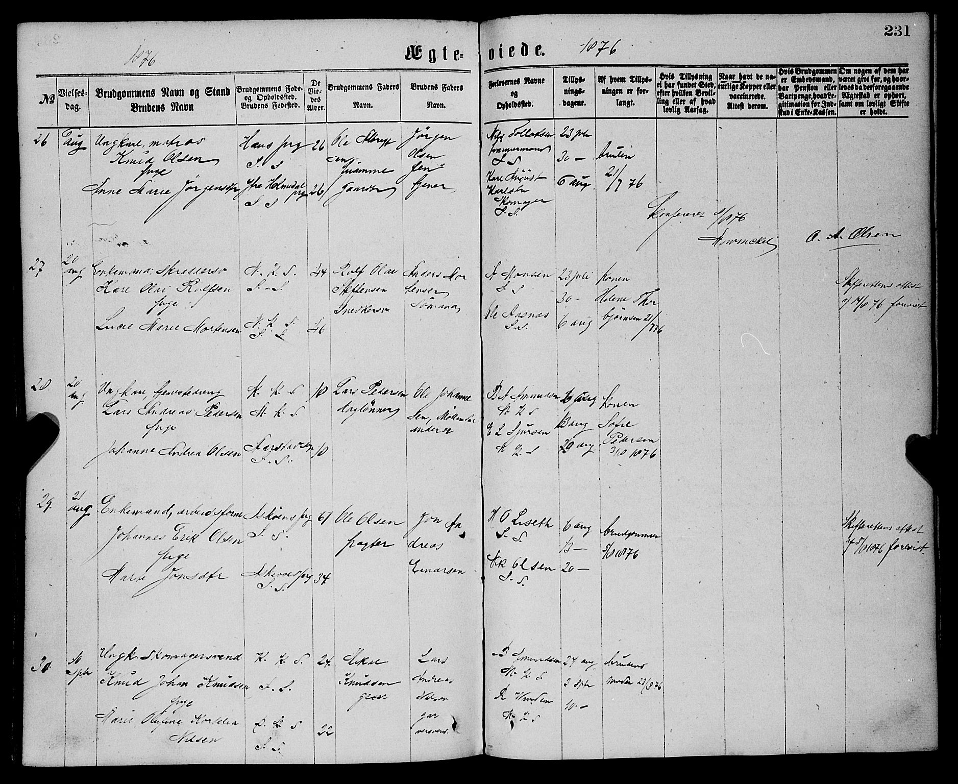 Sandviken Sokneprestembete, AV/SAB-A-77601/H/Ha/L0001: Parish register (official) no. A 1, 1867-1877, p. 231