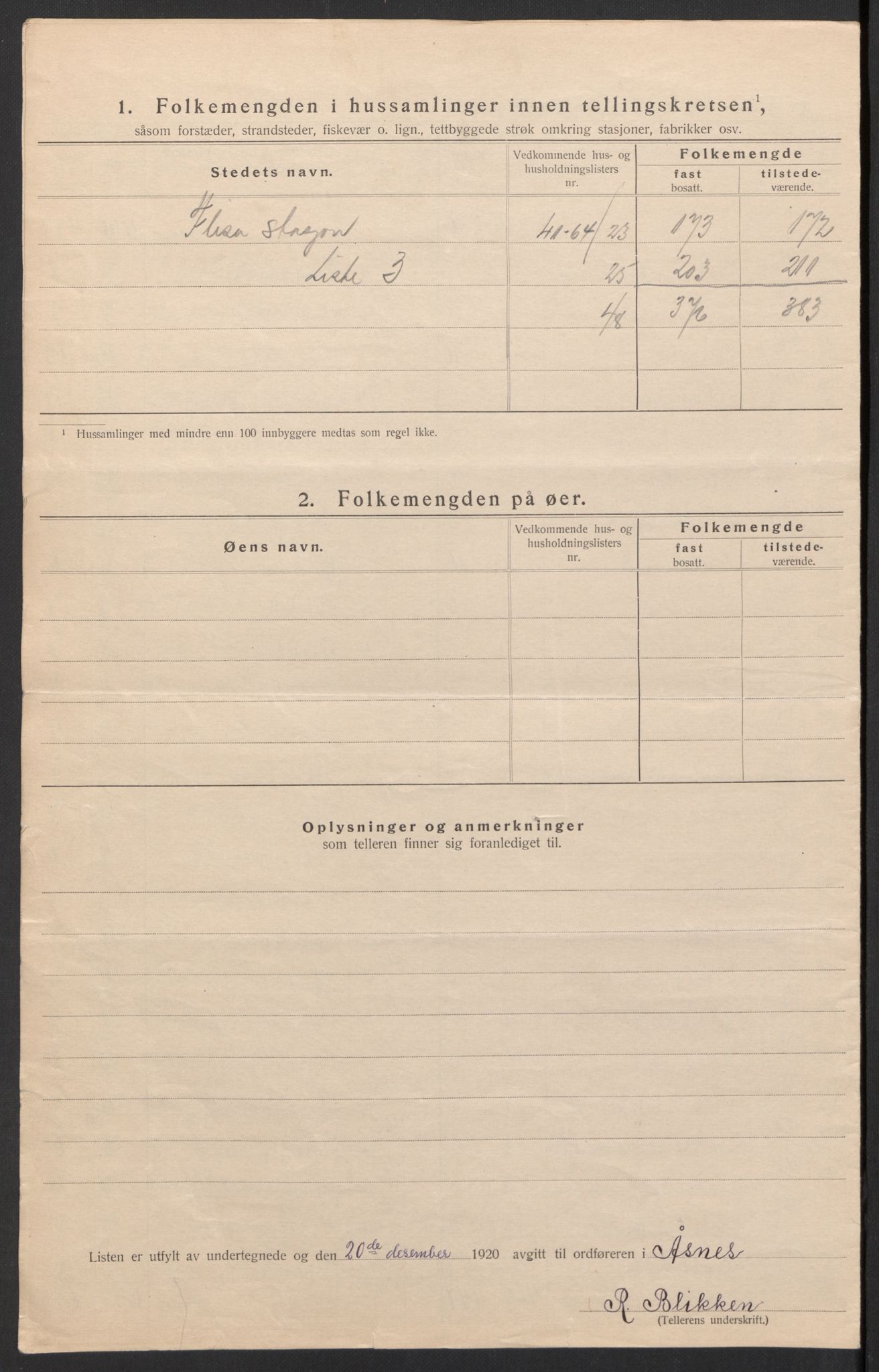 SAH, 1920 census for Åsnes, 1920, p. 17