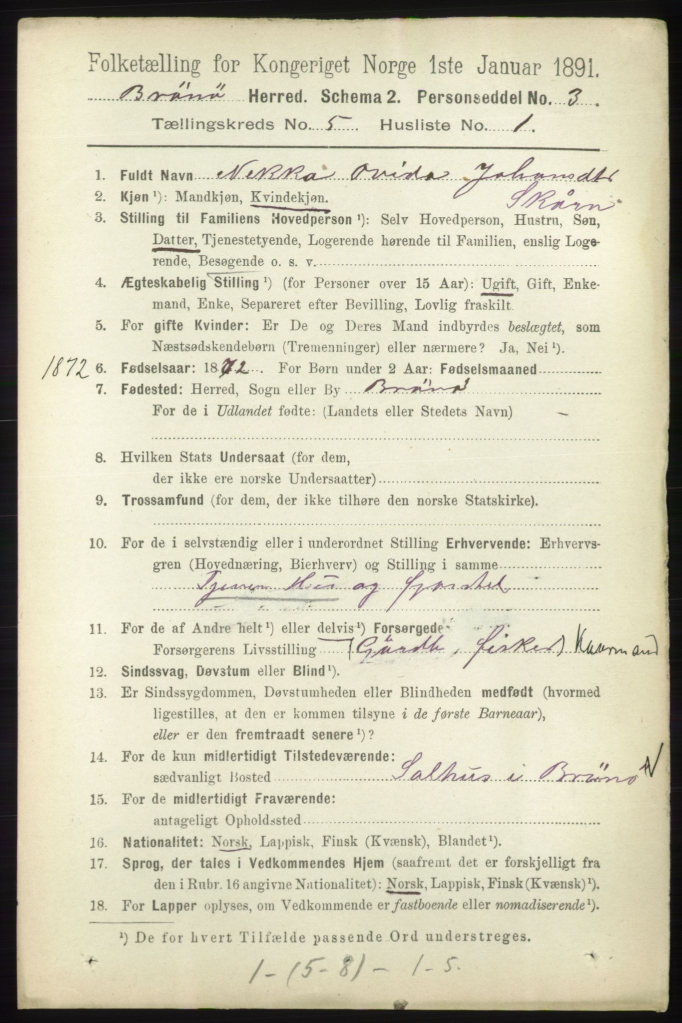 RA, 1891 census for 1814 Brønnøy, 1891, p. 2465