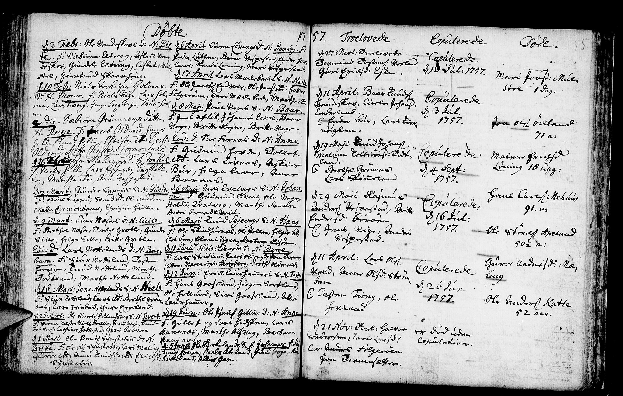 Finnås sokneprestembete, SAB/A-99925/H/Ha/Haa/Haaa/L0002: Parish register (official) no. A 2, 1744-1764, p. 55
