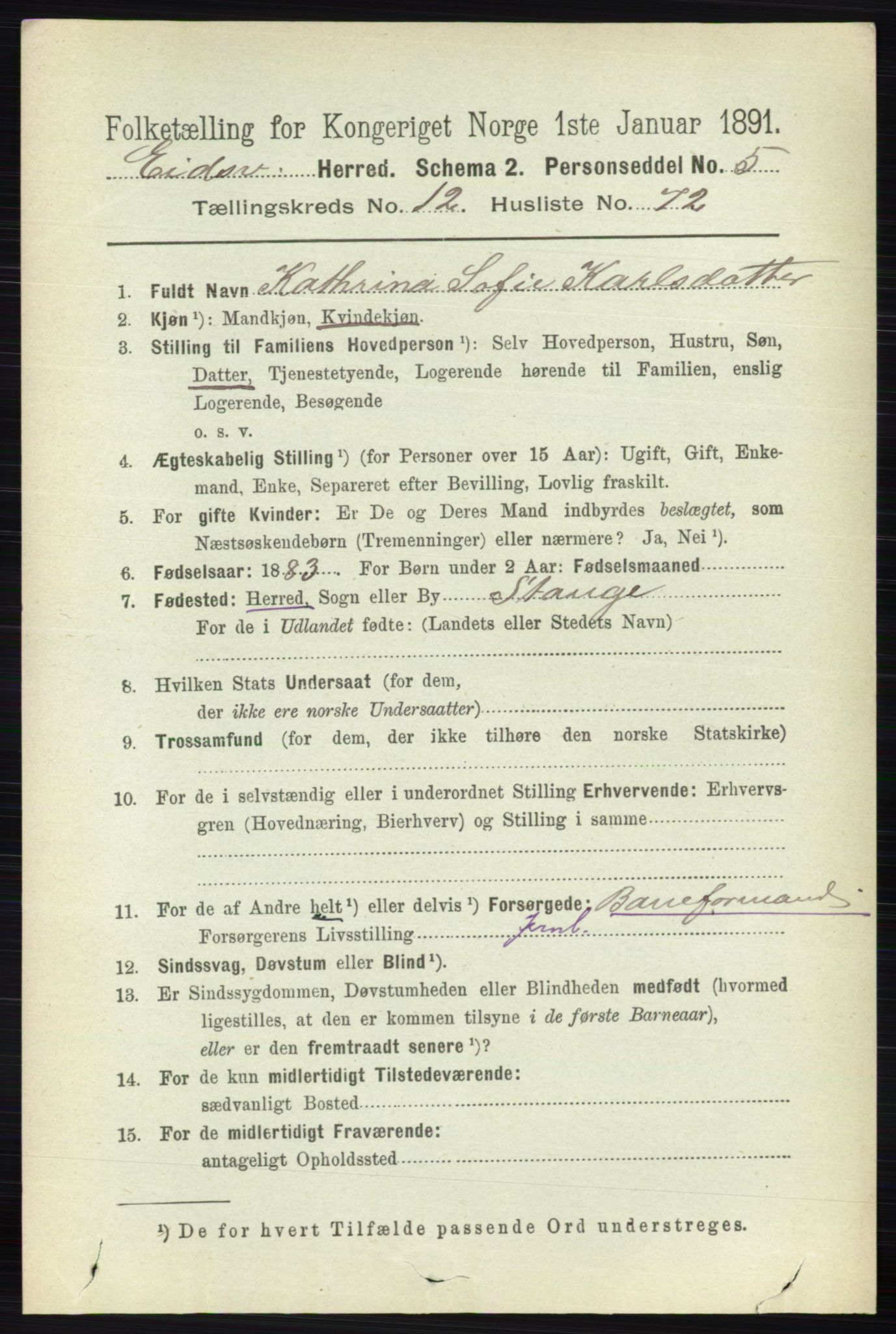 RA, 1891 census for 0237 Eidsvoll, 1891, p. 8930